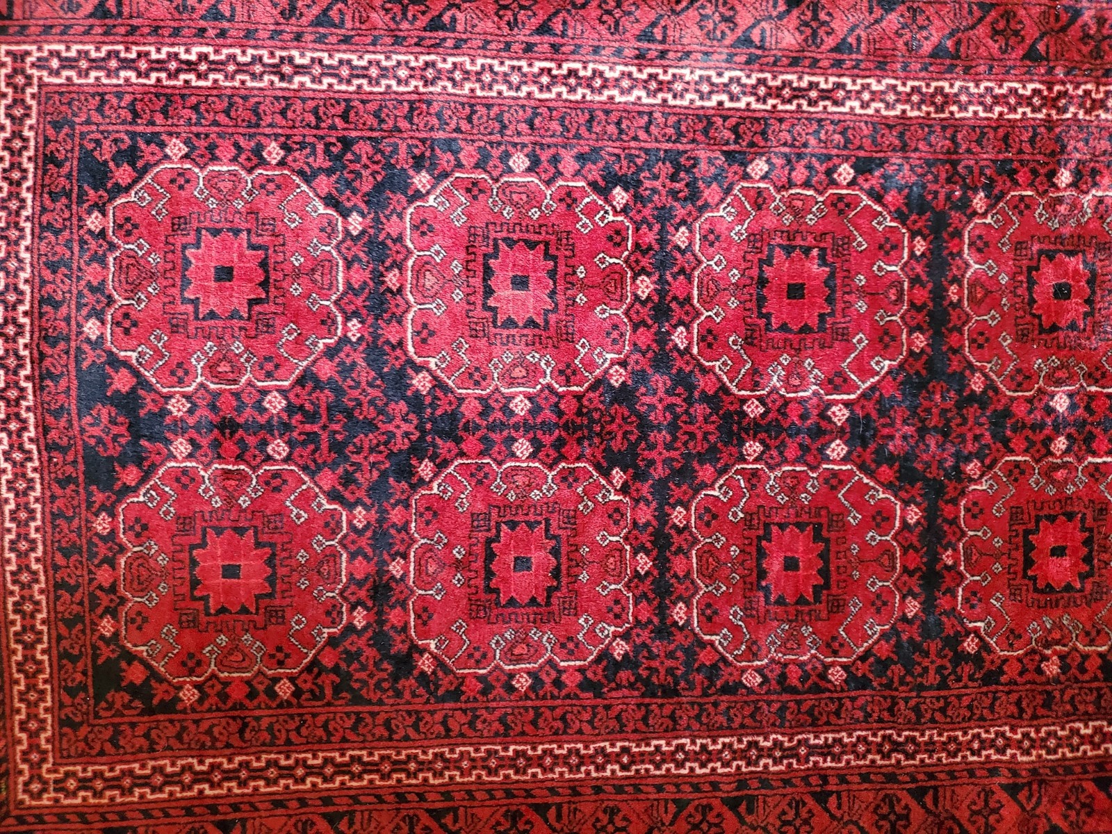 Elephant Foot Design Red Rug 4×6 Ft Vintage Oriental Rug, Geometric Afghan Rug