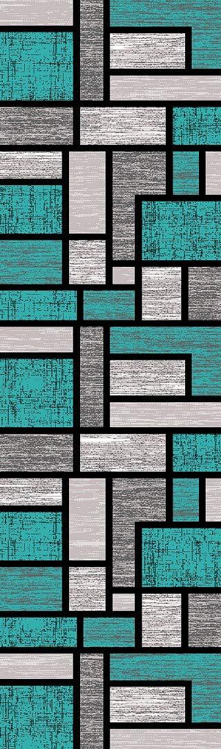 Premium Carved Modern Contemporary Abstract Rug 3995 Turquoise Grey 5’3”x7’6”