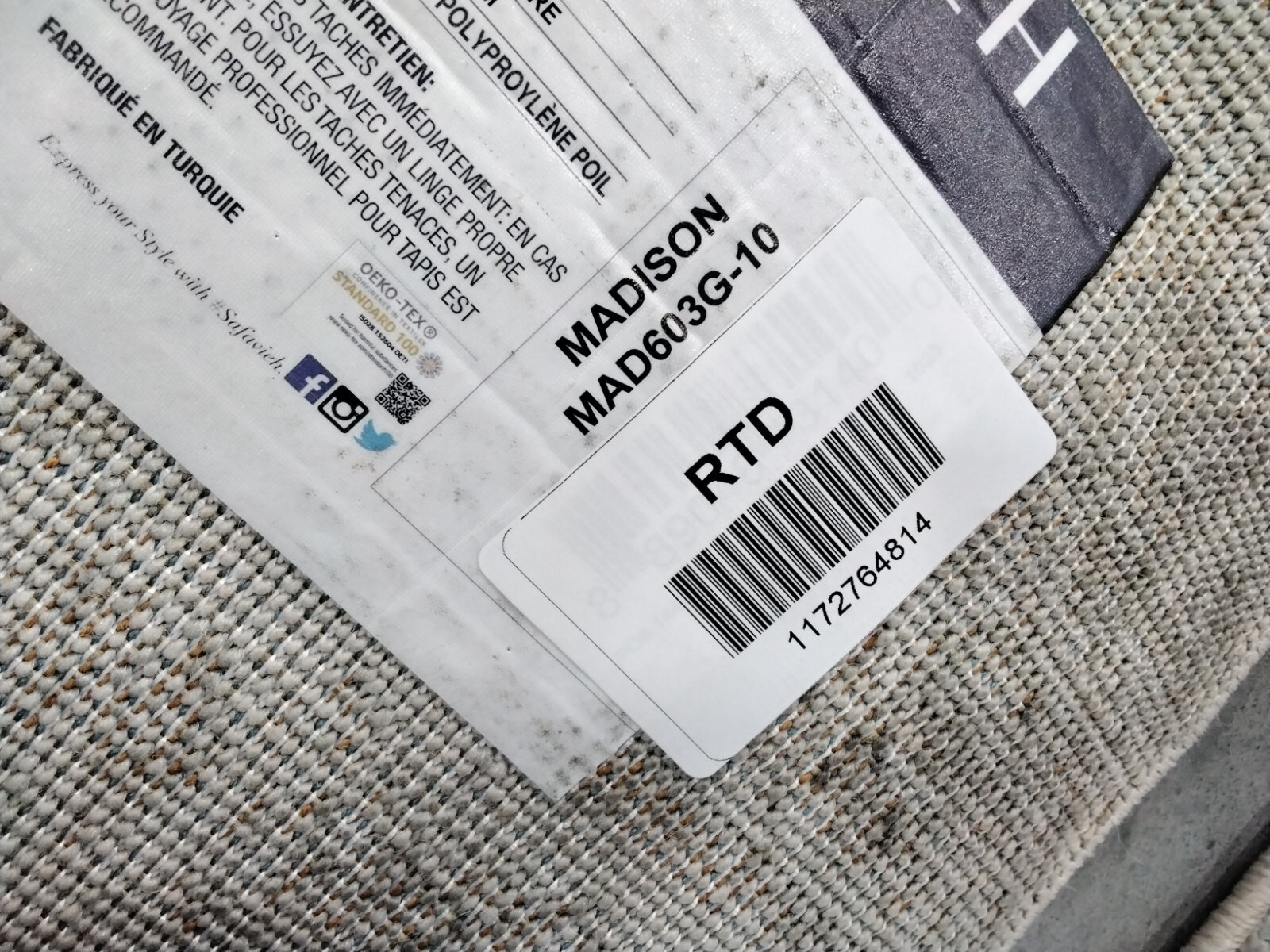 SILVR / IVORY 10′-0″ x 14′-0″ Back Stain Rug Reduced Price 1172764814 MAD603G-10