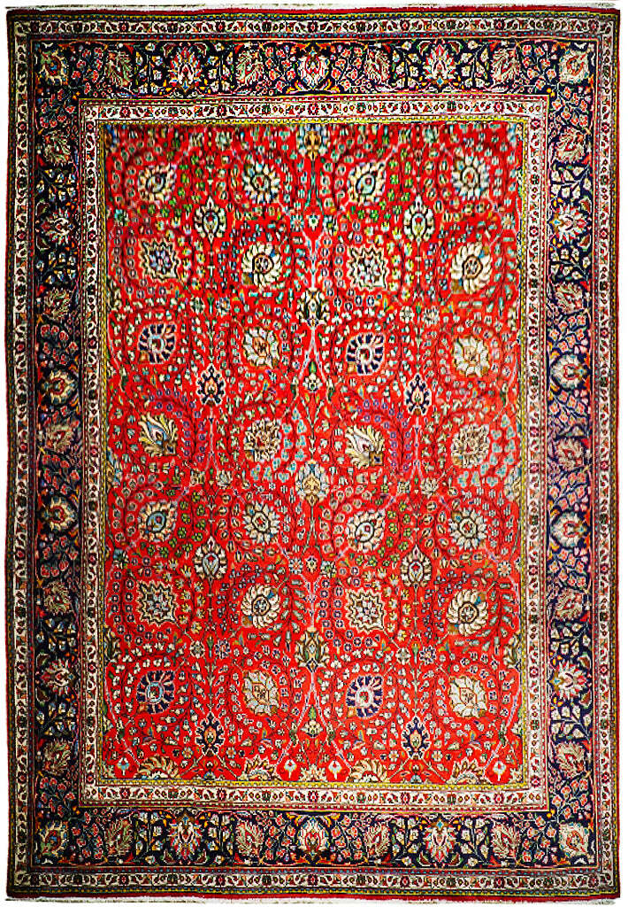 ALL OVER RED BLUE Perssiaan Tabreez RUG Shah Abbasi 10×13′ 74678