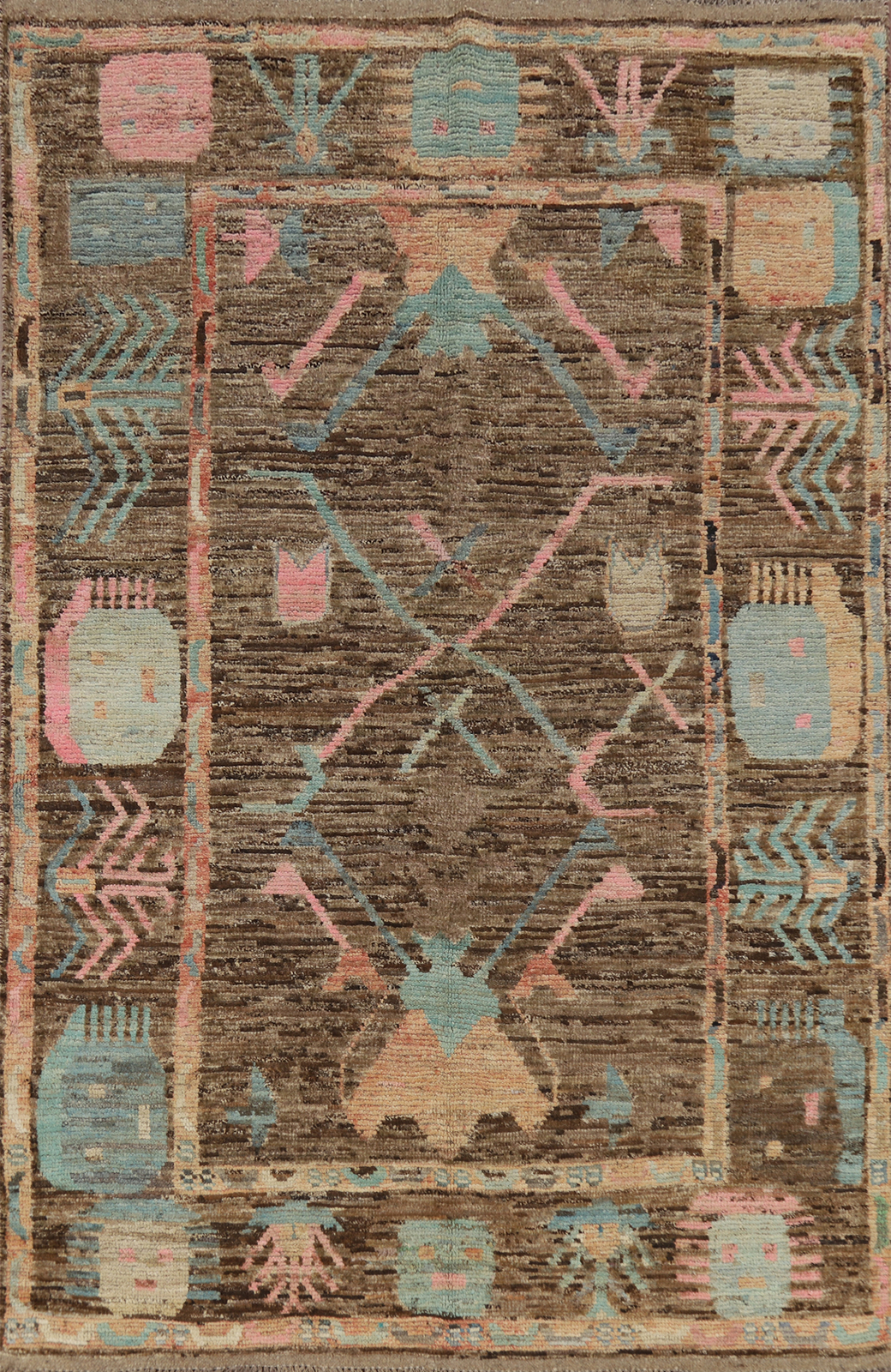 Vegetable Dye Traditional Oushak Turkish Area Rug Hand-Knotted Brown 5×8 ft
