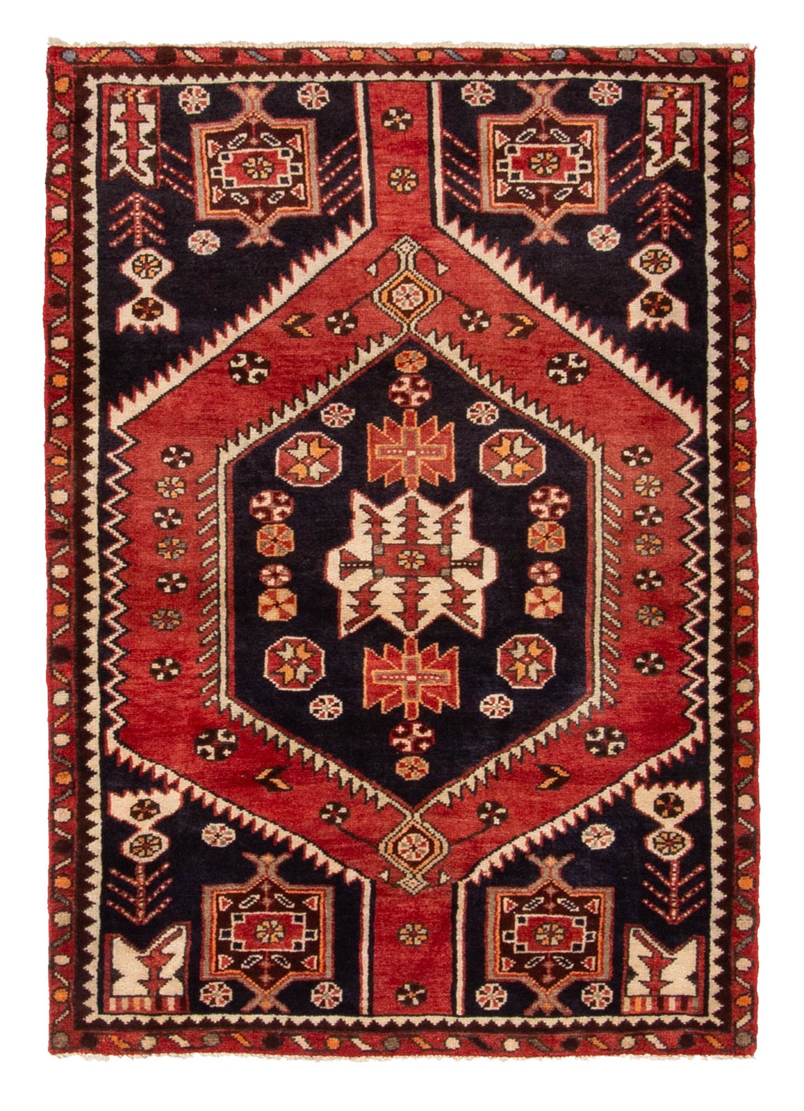 Vintage 3’3″ x 4’10” Traditional Hand Knotted Vegetable Dye Wool Area Rug