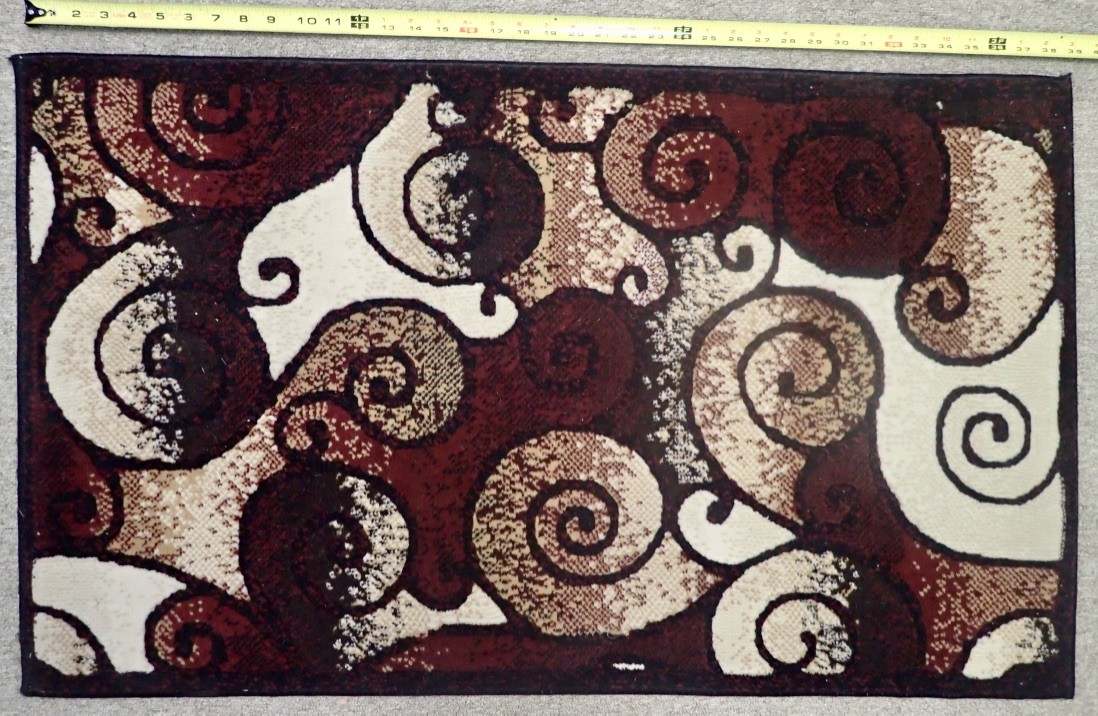 KING Contemporary Black Scroll Design on Burgundy 24X39 Small Area Rug Turkey