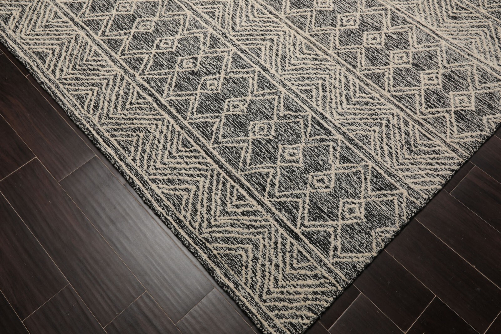 LoomBloom Multi Sizes Modern Black & White Hand Tufted Geometric Wool Area Rug