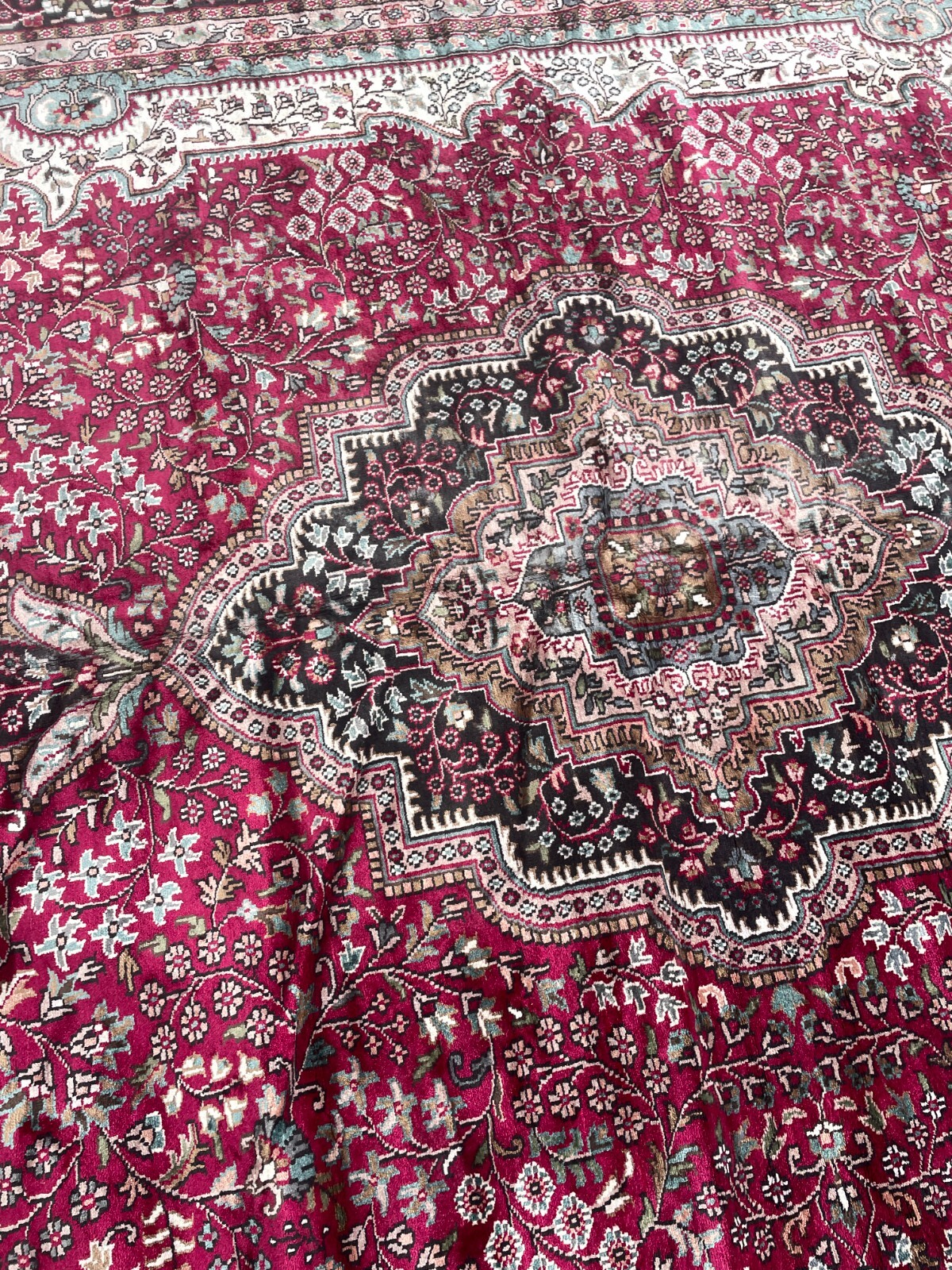 Fine Hand-Woven Silk and Wool Area Rug, 9.9′ x 14.4′