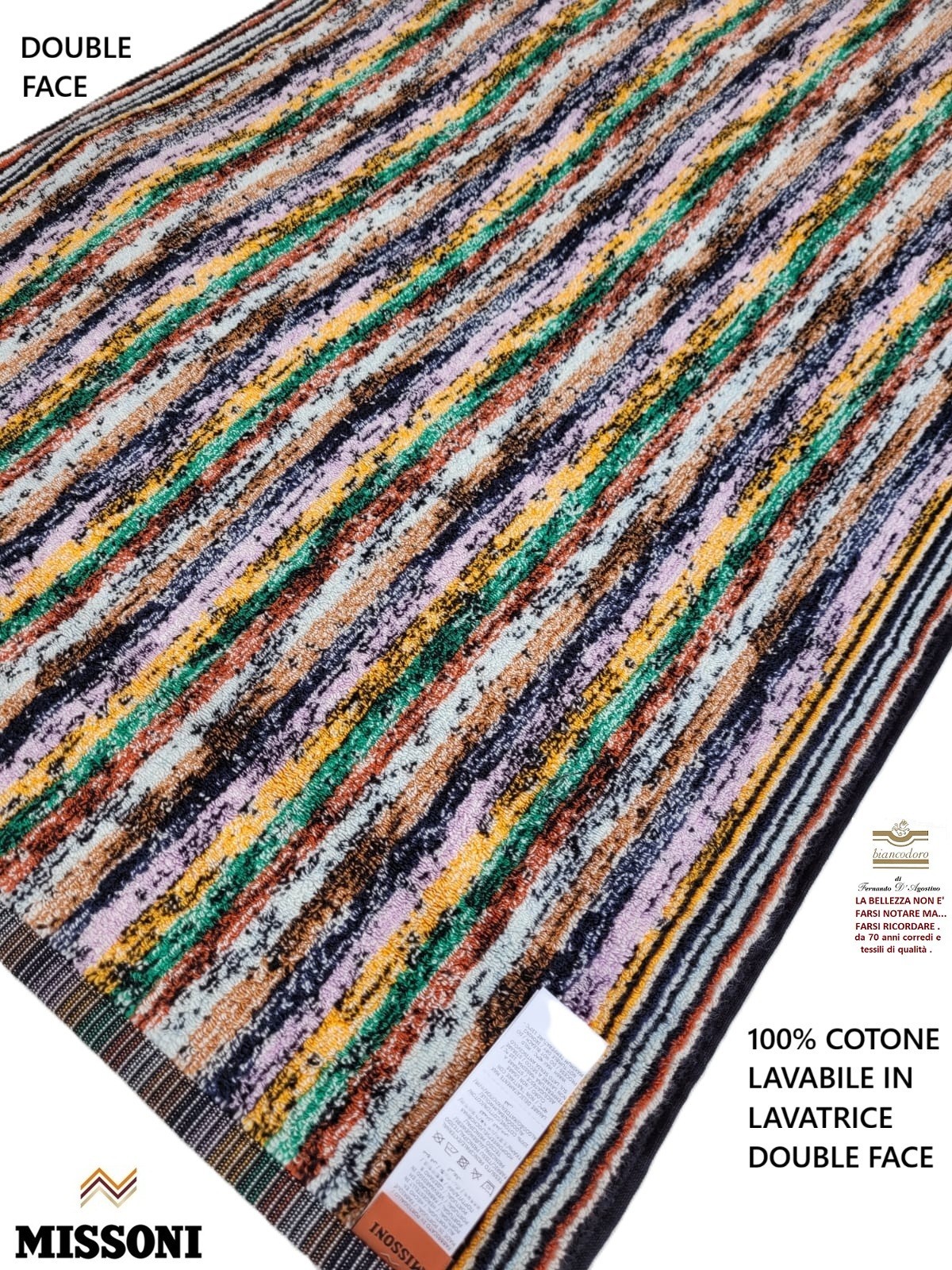 Missoni Multi-Purpose Rug 90 x 60 cm, 100% Cotton, Double Face, Heavy