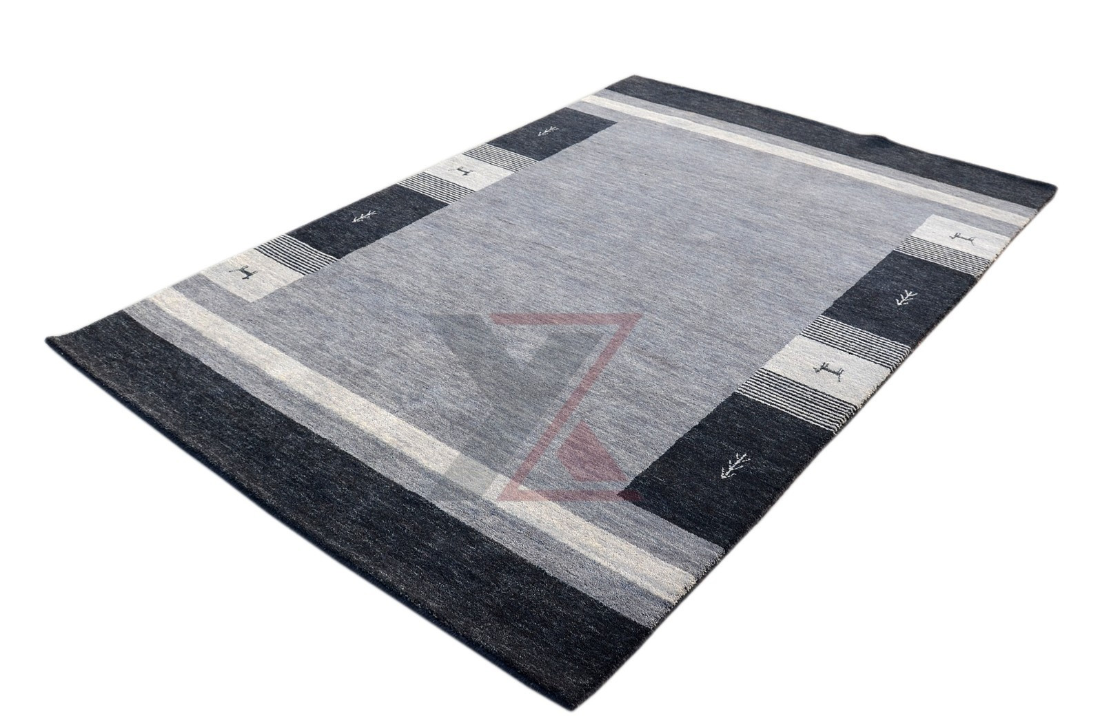 Handloom Modern Area Rug – Minimalist Grey Linear Design – Textured Slate