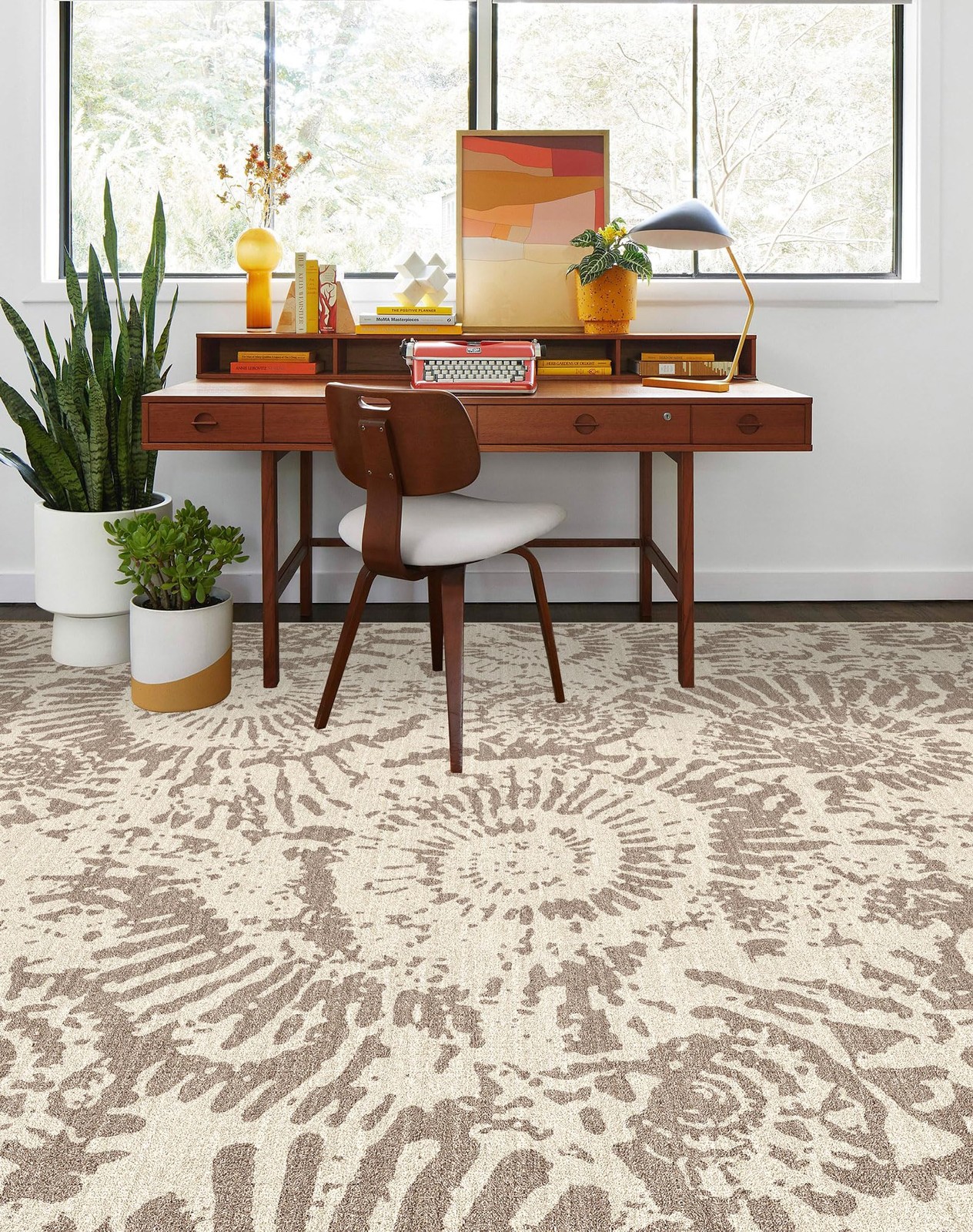 BLISSA Dining Room Rugs for Under Table – 6×9 Taupe Washable Living Room Area…