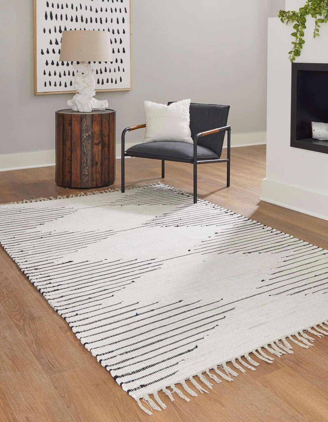 Unique Loom Chindi Cotton Collection Area Rug – 4 1 X 6 1 Rectangle White/