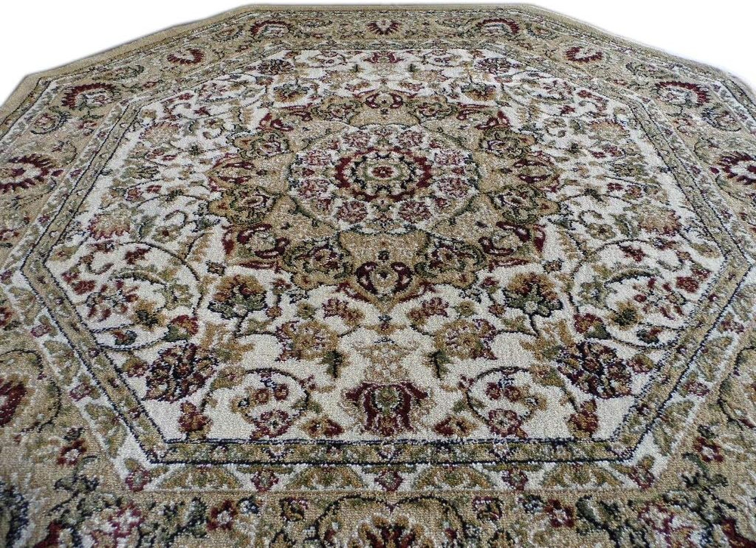 Elegant Ivory Octagon Area Rug – 7’3″ x 7’3″ Traditional Design