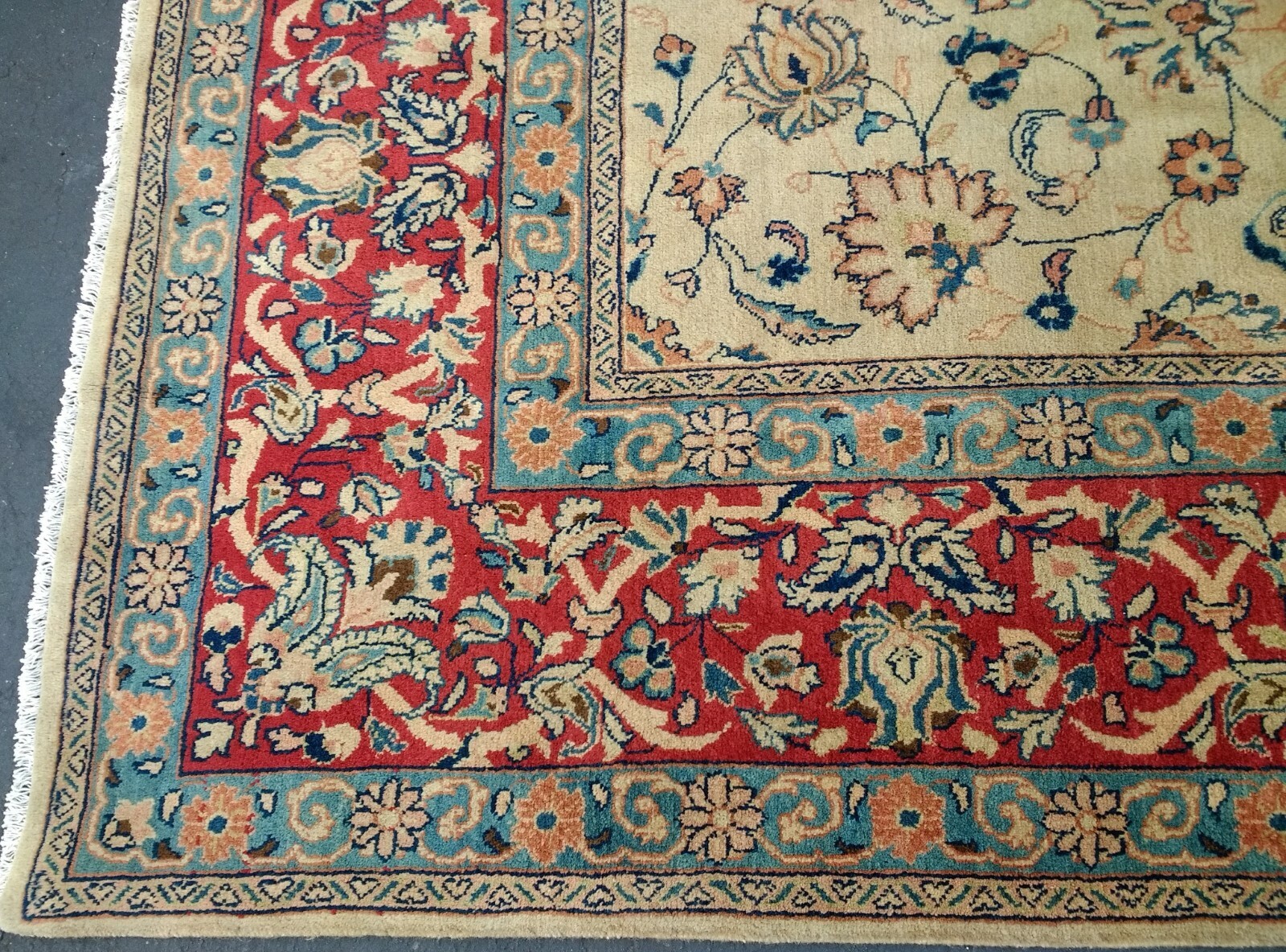 8’10″x12’9″ Sarough Rug carpet Oriental Handmade VegDye 100%kork wool Beige 9×13