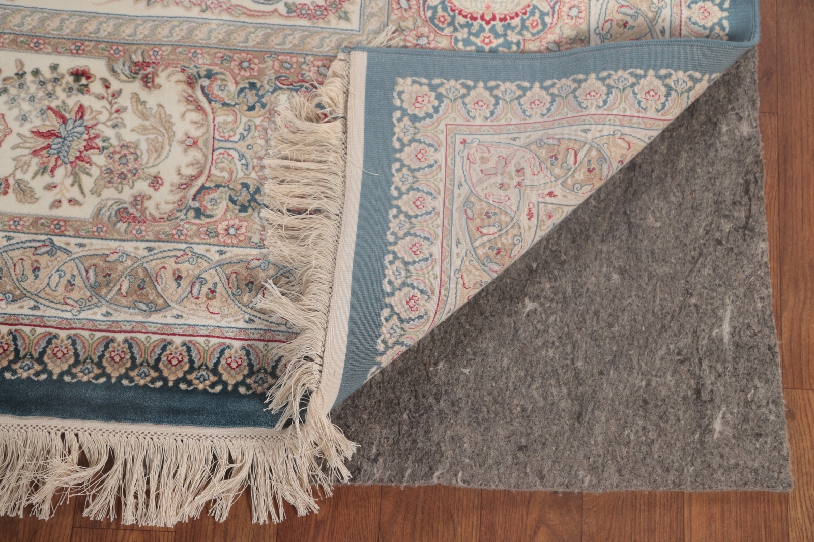 90% Silk Navy Blue/ Ivory Floral Tebriz Traditional Room Size Turkish Rug 8’x11′
