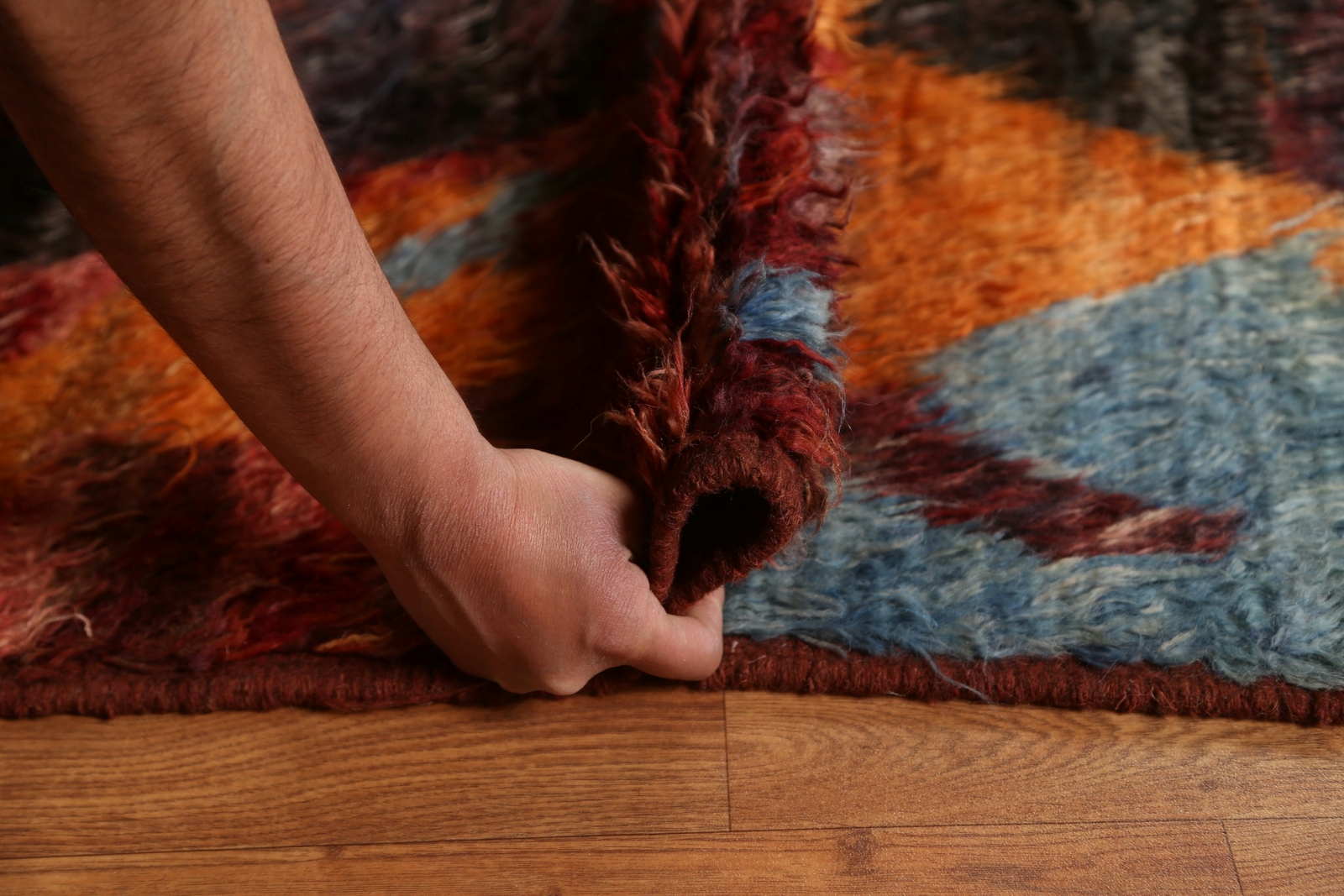 Tribal Moroccan Shaggy Berber Area Rug Abstract Hand-knotted Wool Carpet 7×10