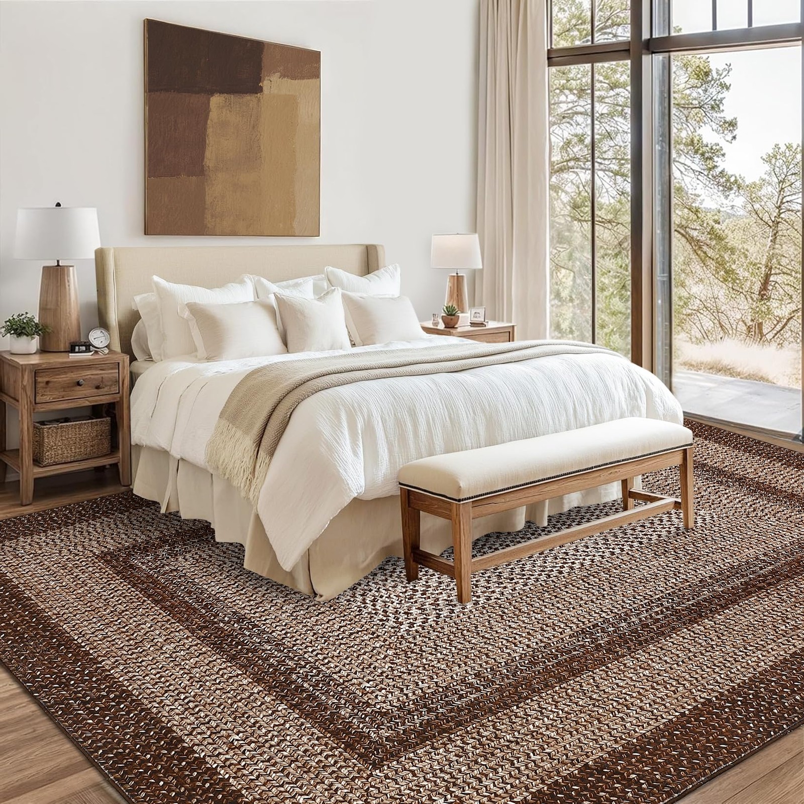 LUXLOOM Printed Washable Area Rug 9×12 Rug for Living Room Modern Rugs for Be…