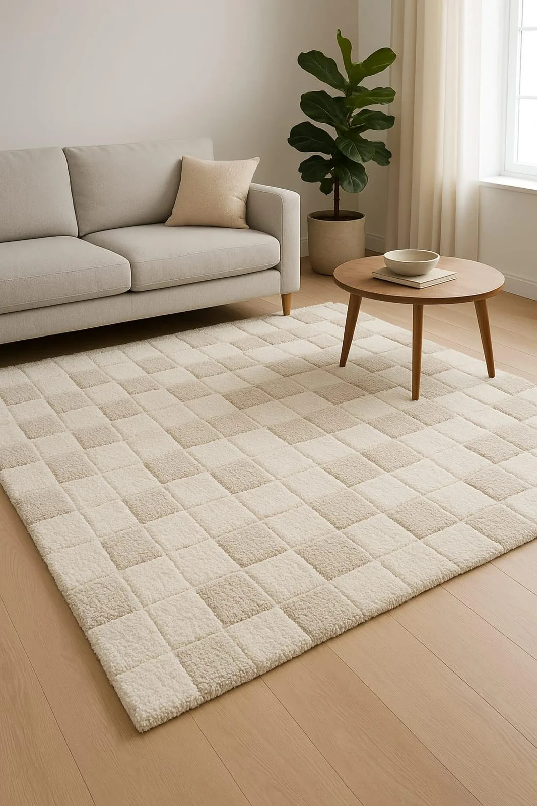 5×7 ft rug 8x11ft Handmade Tufted Wool Rug: Modern Color Cream Beige Carpet Rug