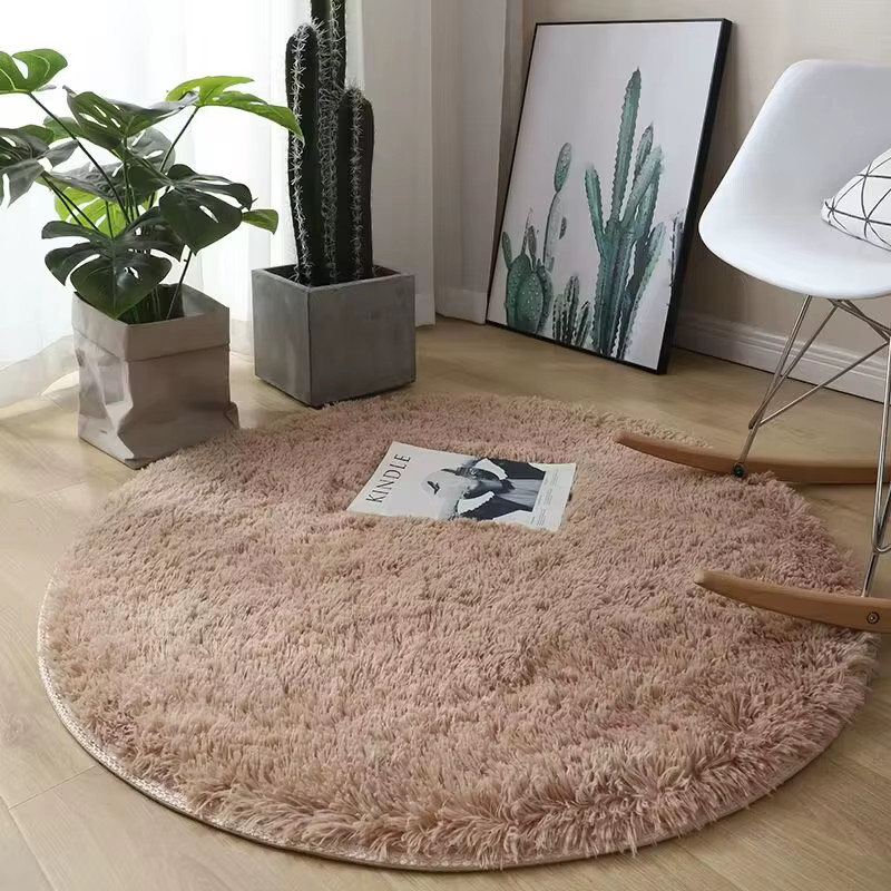 Plush round Carpet Living Room Decoration Super Soft Bedroom Fluffy White Carpet