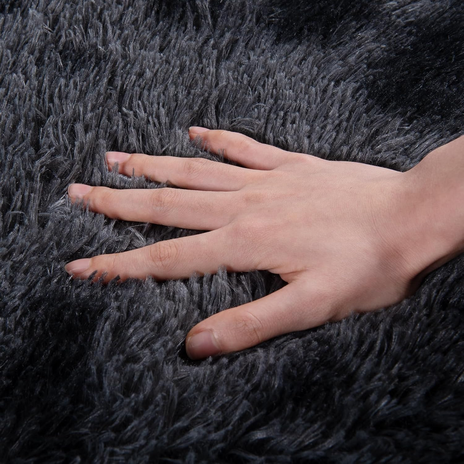 Ultra Soft 9×12 Dark Grey Shag Rug – Non-Slip Plush Carpet for Home Decor