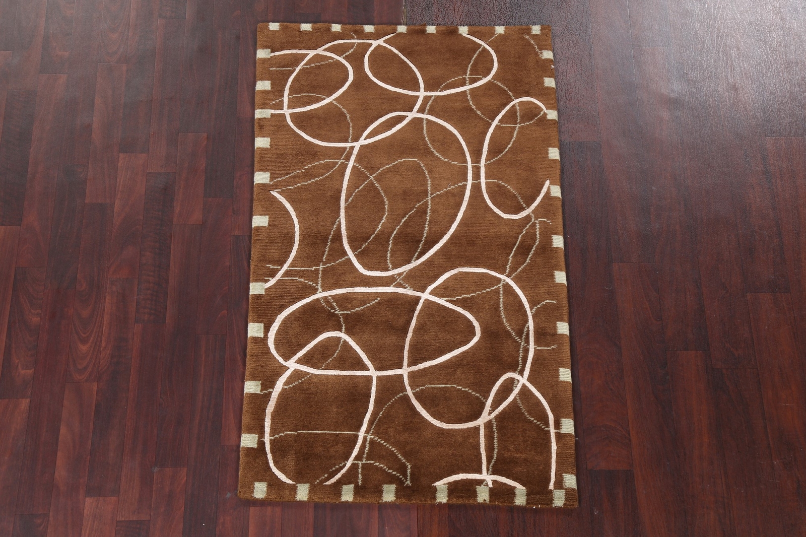 Exquisite Nepalese Wool Rug Bedroom 3×5 ft Brown Carpet