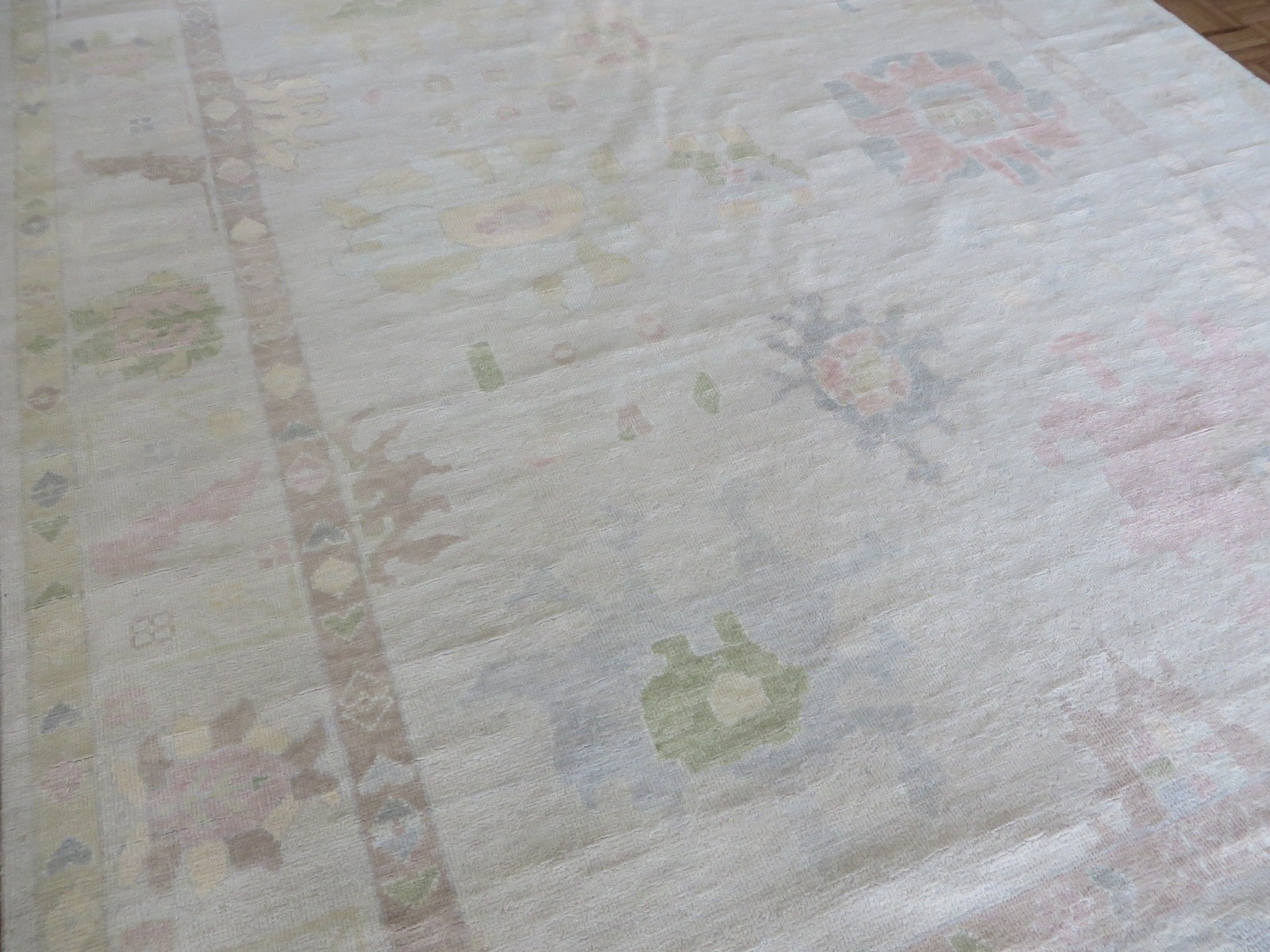 8’11 x 12’3 Hand Knotted Beige Modern Oushak Oriental Rug G16937