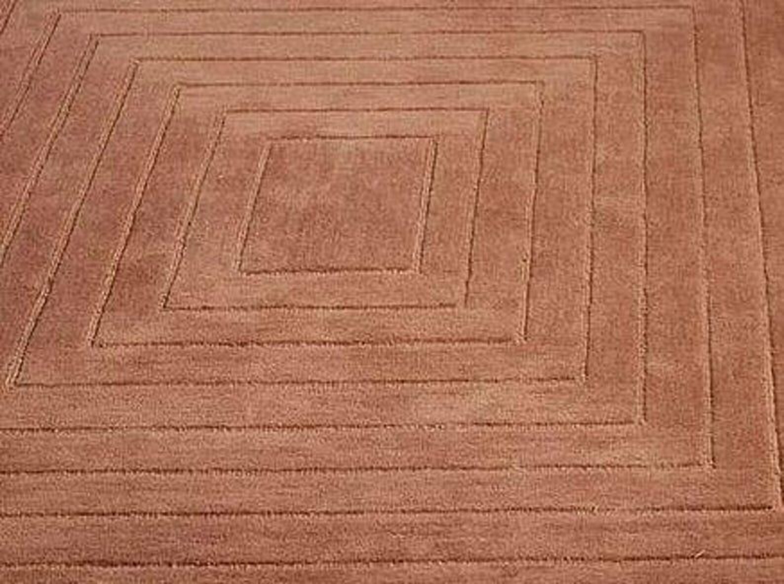 Hand Tufted Wool Rug, Modern Geometric Square Design, Minimalist Terracotta Rug