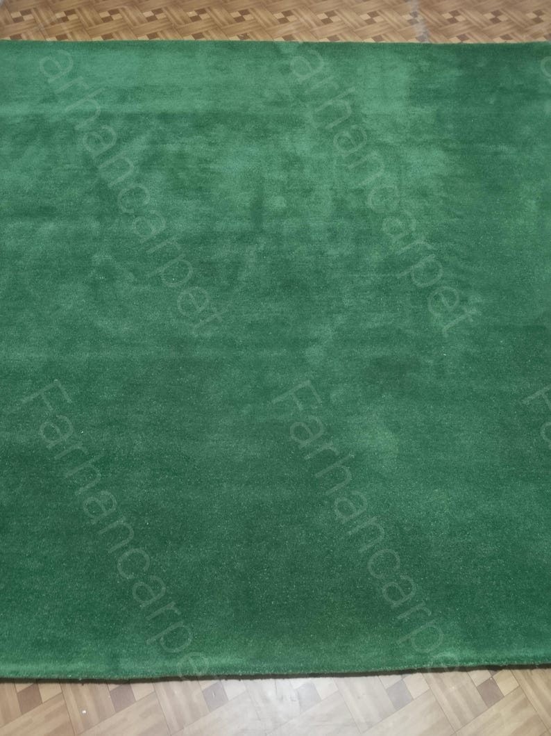 Handmade Tufted Wool Area Rug Carpet 6×9 ft 12×15 ft – Green Solid Modern Rug,