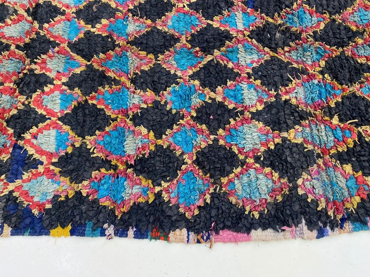 Moroccan Rug Handmade Boucherouite 3’9×7’8 ft Vintage Berber Unique Tribal Rug