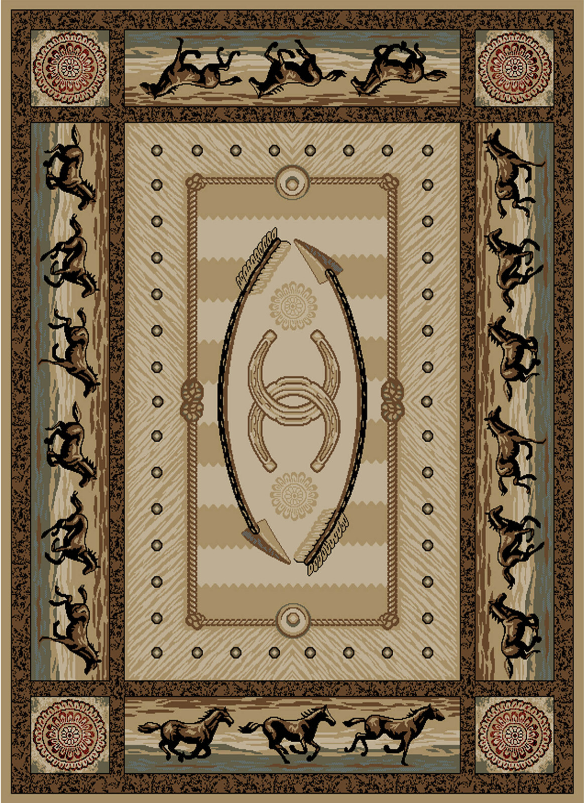5’3″ x 7’3″ Horse Western Rustic Lodge Cabin Area Rug
