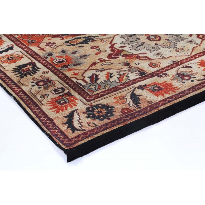 Traditional Beige Red Orange Black Floral Rectangle Area Rug 200×290 cm