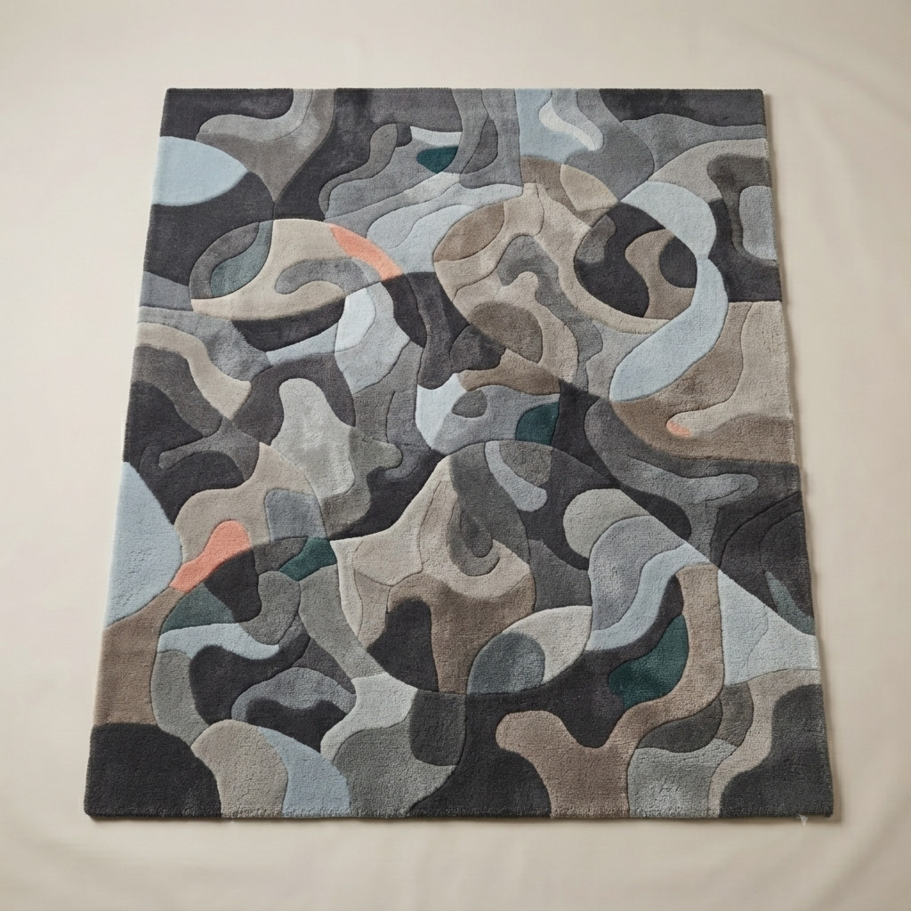 9×12 Hand Tufted Wool Area Rug Abstract Modern Design Gray Beige