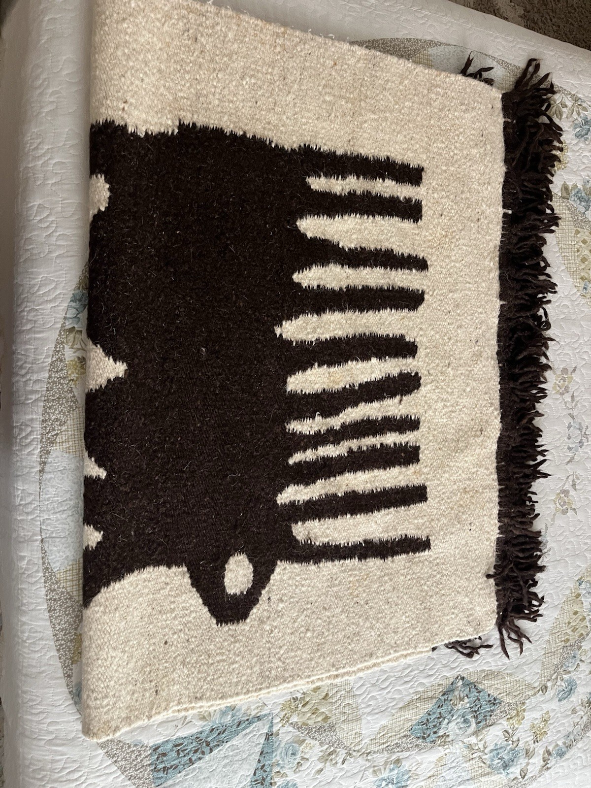 Hand-woven Wool Wall Tapestry Depicting Stylized African Figures