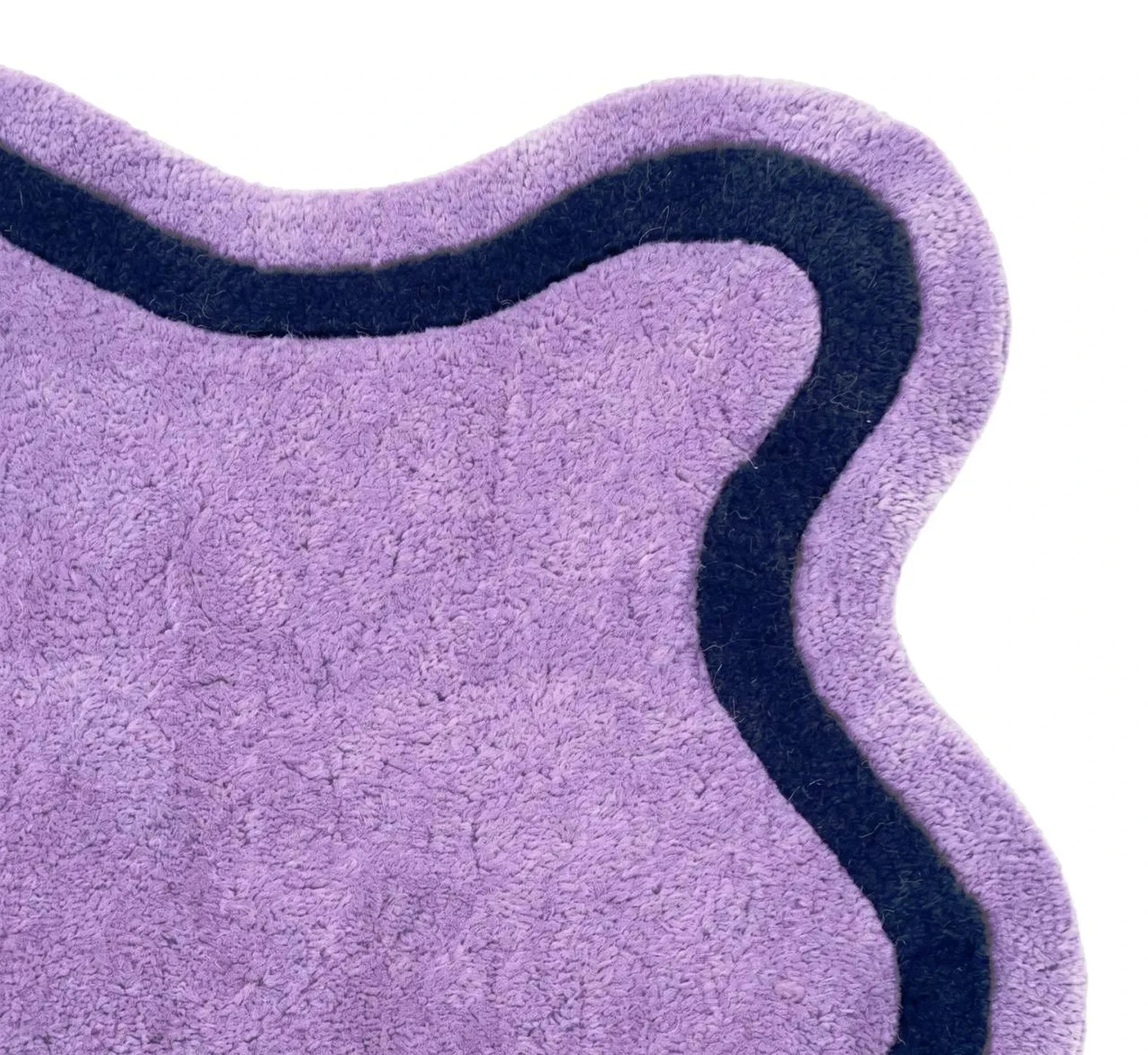 Hand-Tufted Lavender Nz Wool Rug, Scalloped Wavy Border Area Design Carpet Rug
