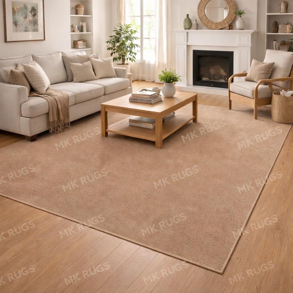 Beige Hand Tufted Wool Area Rug Modern Plain Solid Carpet Living Room Bedroom