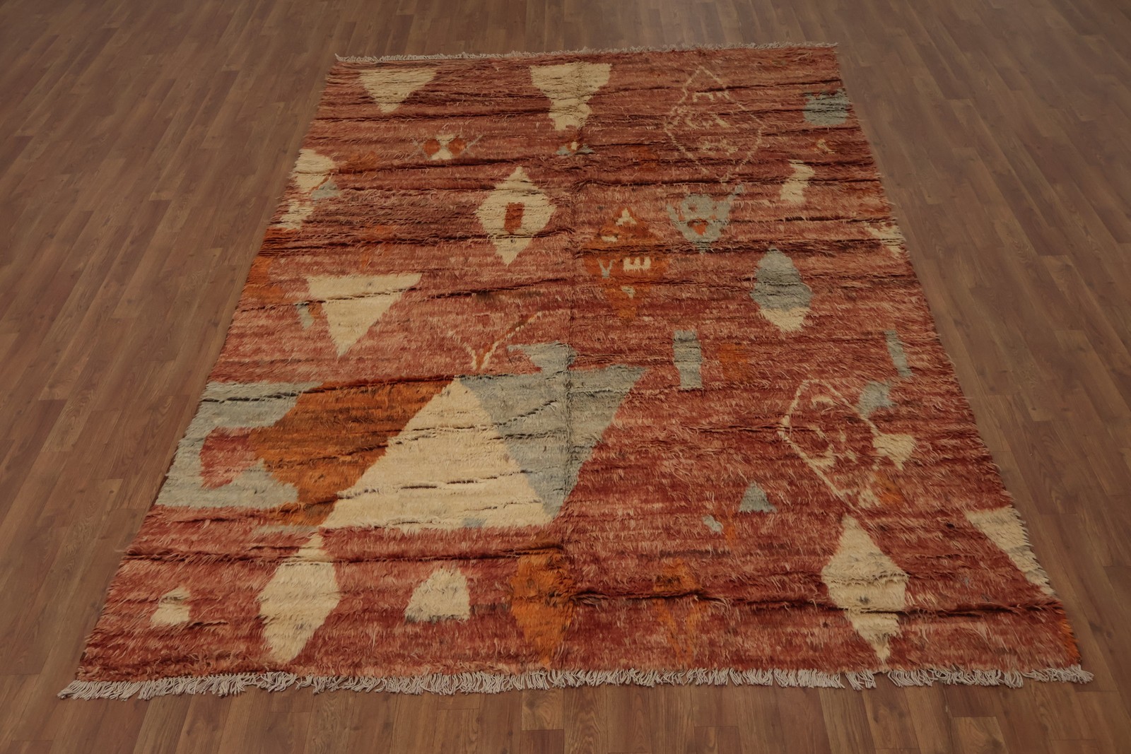 Artistic Decor Moroccan Area Rug 7×9 in Earthy Orange Shades Hand-made Carpet