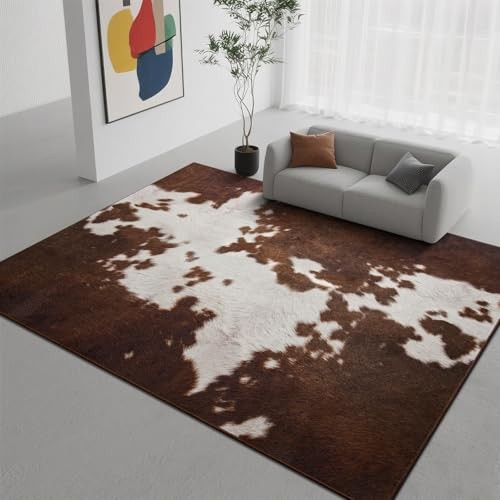 4×6 Area Rugs for Living Room, Machine Washable Cow Print Rug for Bedroom,
