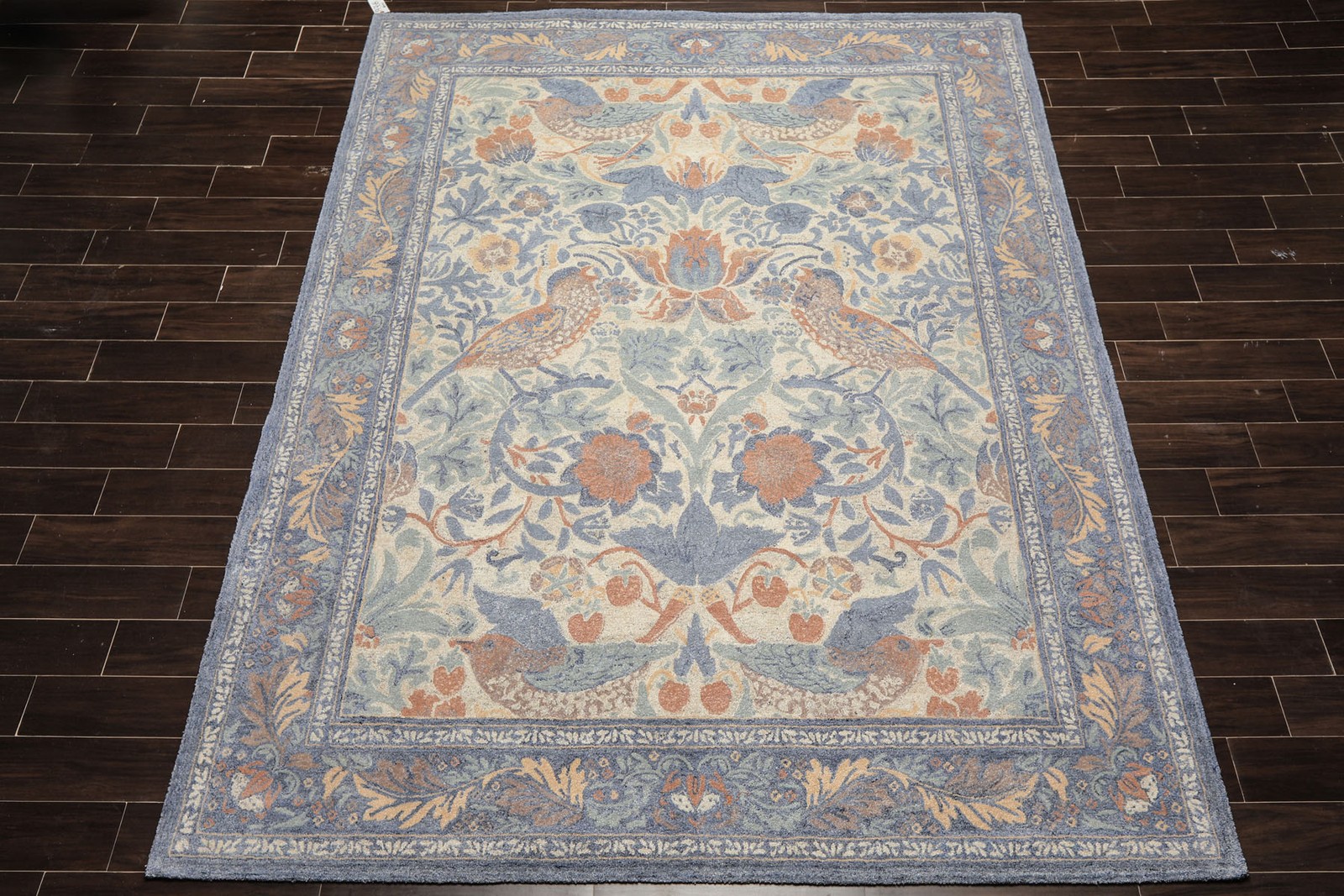 LoomBloom William Morris Hungry Birds Multi Size Hand Hooked High-twist Wool Rug