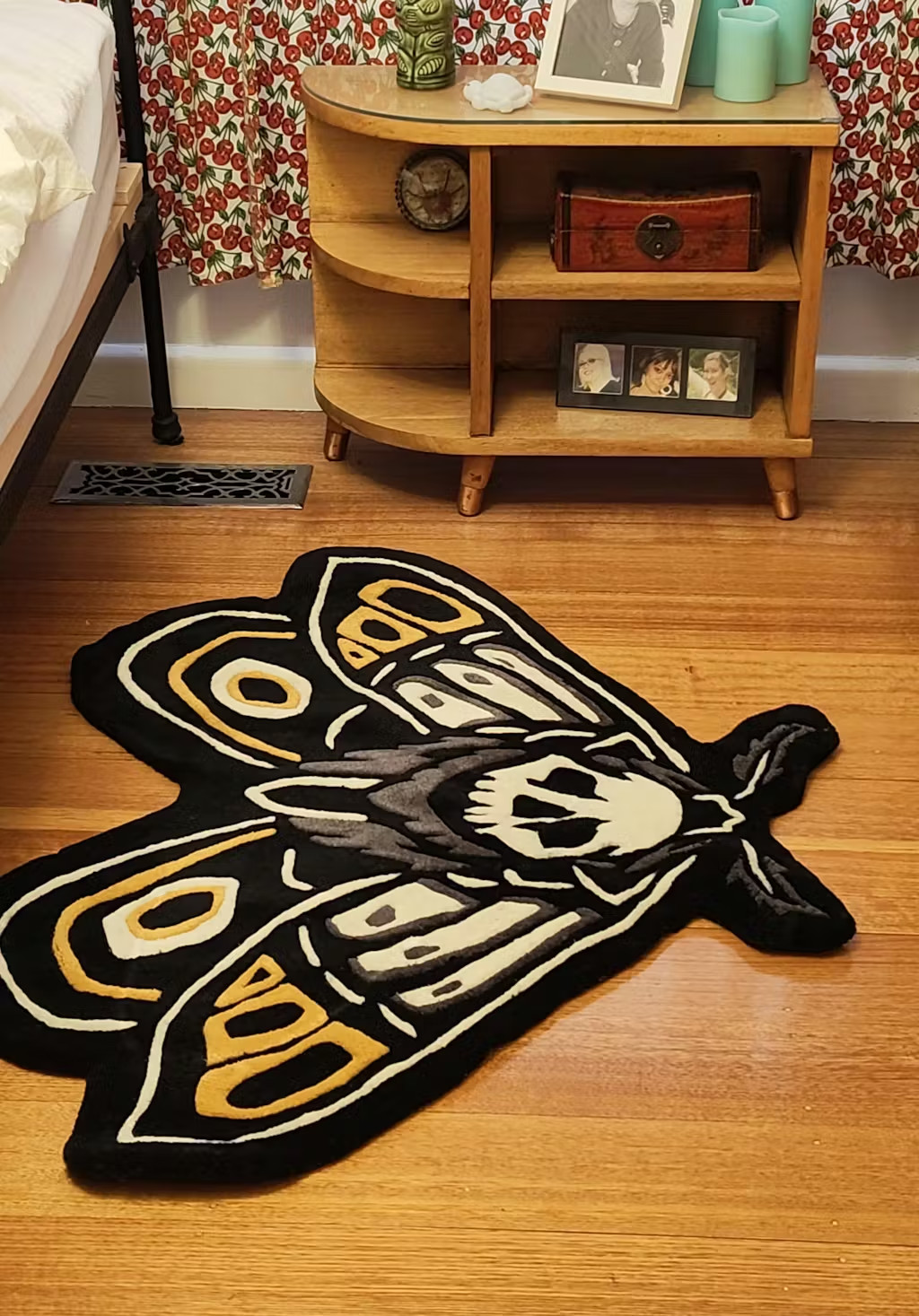 Death Moth Rug ,Tiger Tattoo Rug Hand Tufted Traditional American Style Area Rug