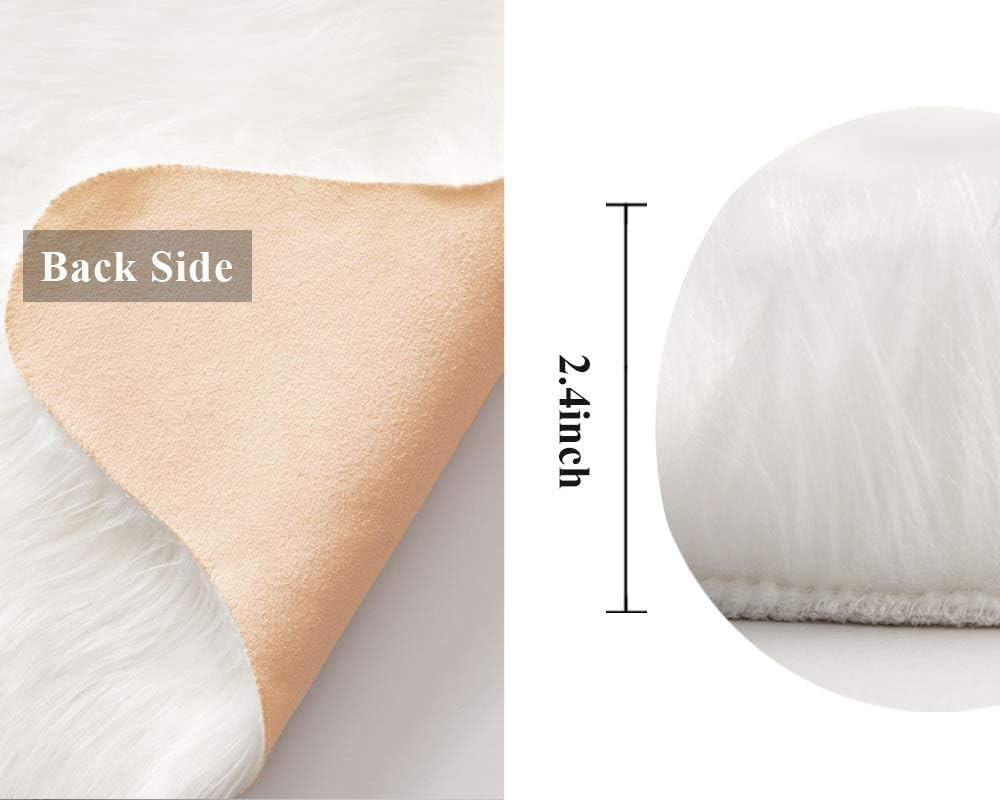 Luxury Soft Fluffy Area Rug 3X5 Feet, Faux Fur Sheepskin Rug Decorative
