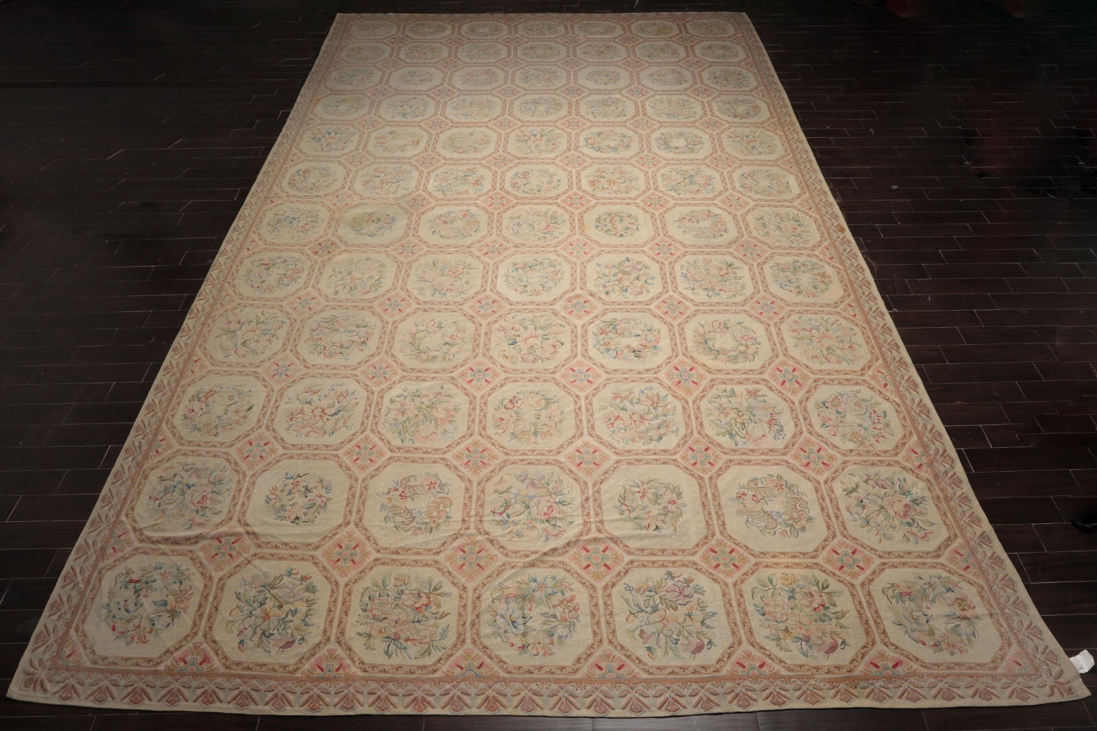 Antique Palace Hand Woven French Needlepoint Aubusson Flatweave Rug 12’5 x 21’11