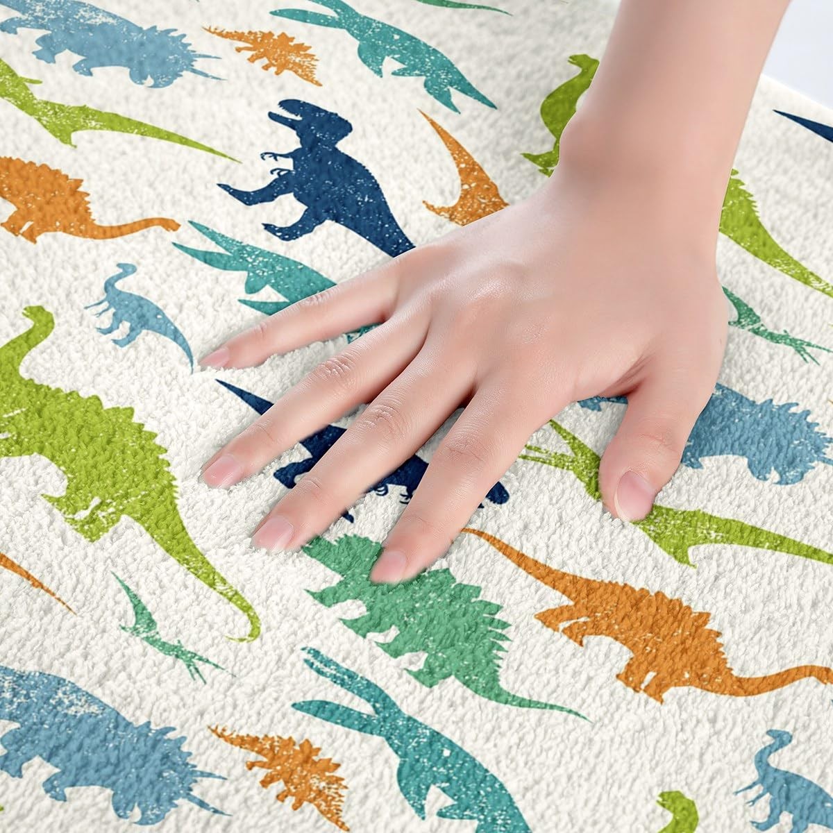 Kids Dinosaur Fluffy Rugs Cute Dinosaurs Absorbent Non Slip Bath Rug Boys Col…