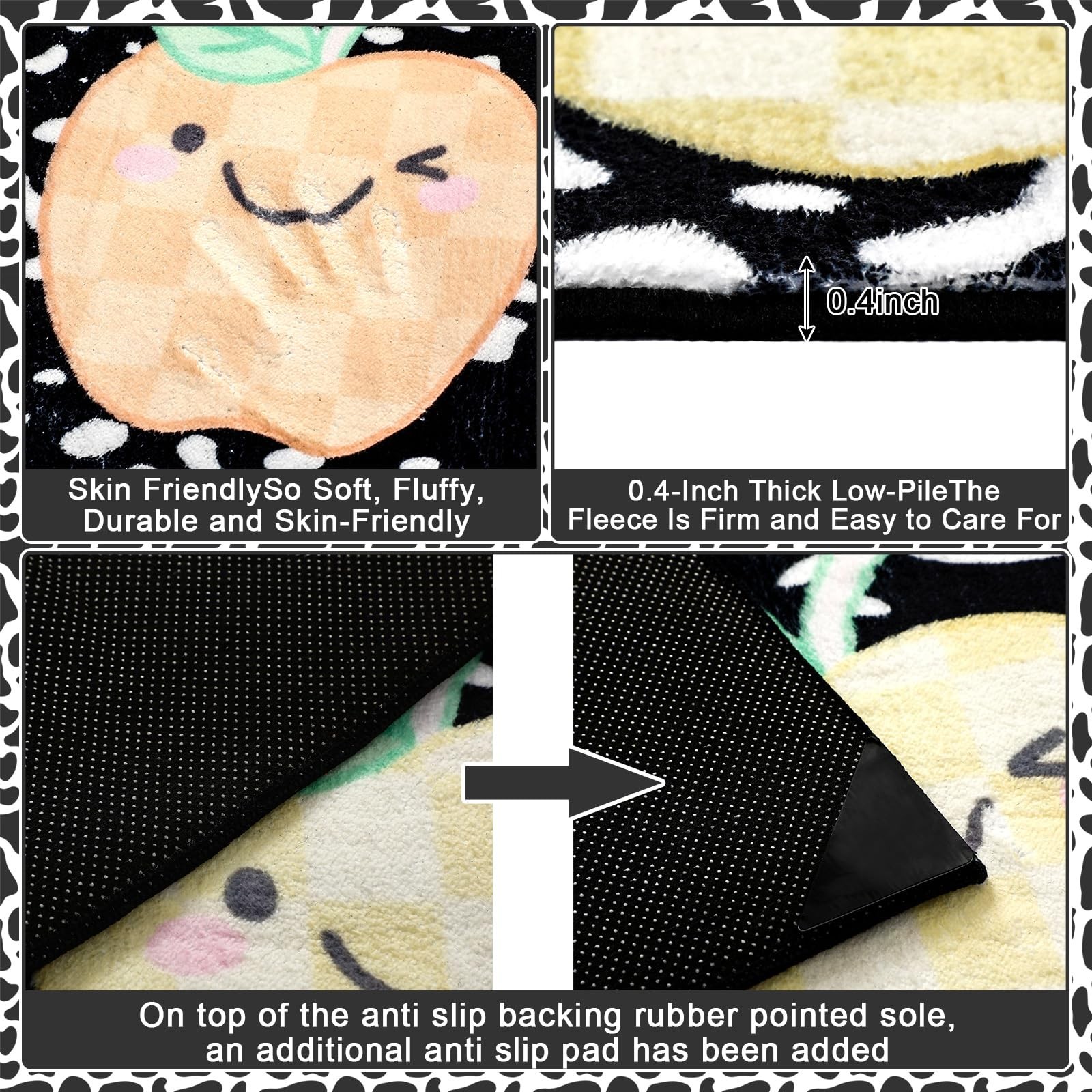 6 x 9ft Circle Time Rug Classroom Rug Apple Spots Black Multicolor Educationa…
