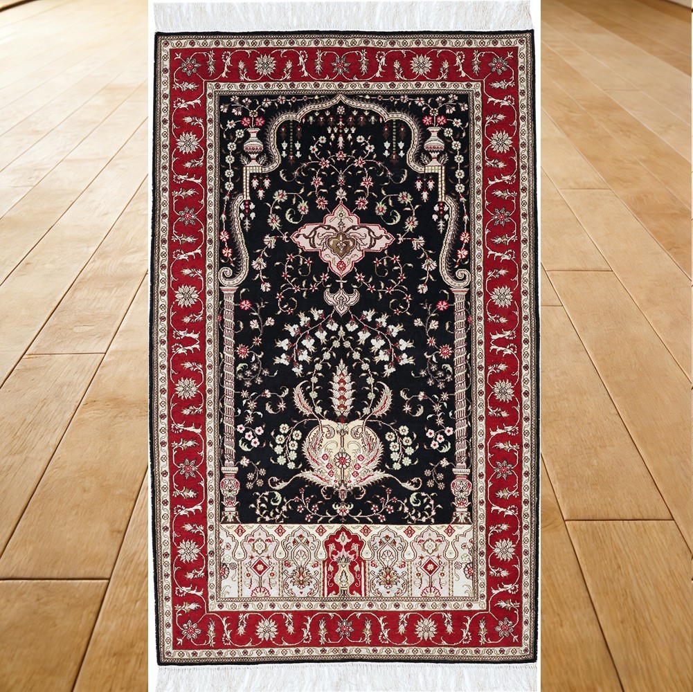 Zhiyi 3x5ft Handmade Silk Area Rug Bedroom Hand-knotted For Prayer Carpet 343B