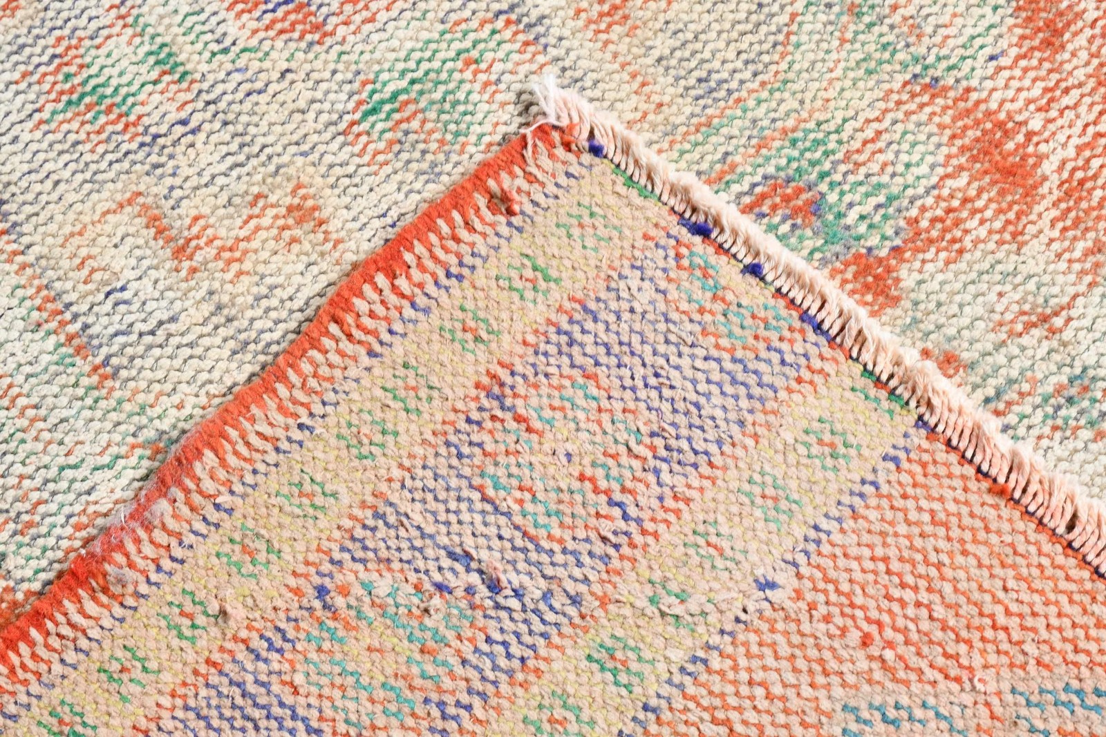 Vintage Turkish Rug 4,1×8,1 ft, Orange Camouflage Wool Rug