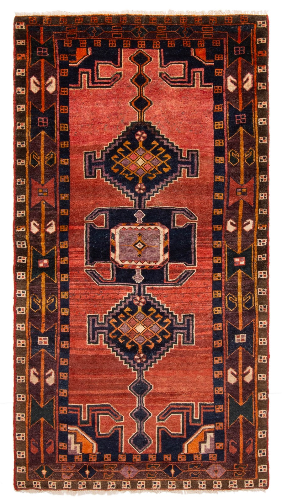 Vintage 3’7″ x 6’10” Traditional Hand Knotted Vegetable Dye Wool Area Rug