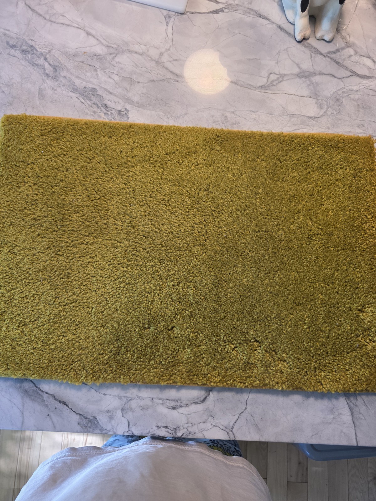Vtg MCM Carpets by Ludlow Ban-Lon Eden Avocado Green Shag Rug Mat Sample 18×27 A