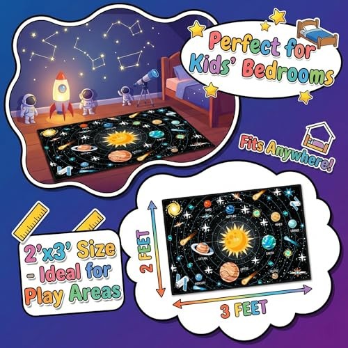 Outer Space Rugs Small Size Universe Solar System Planet Theme Carpets Kids