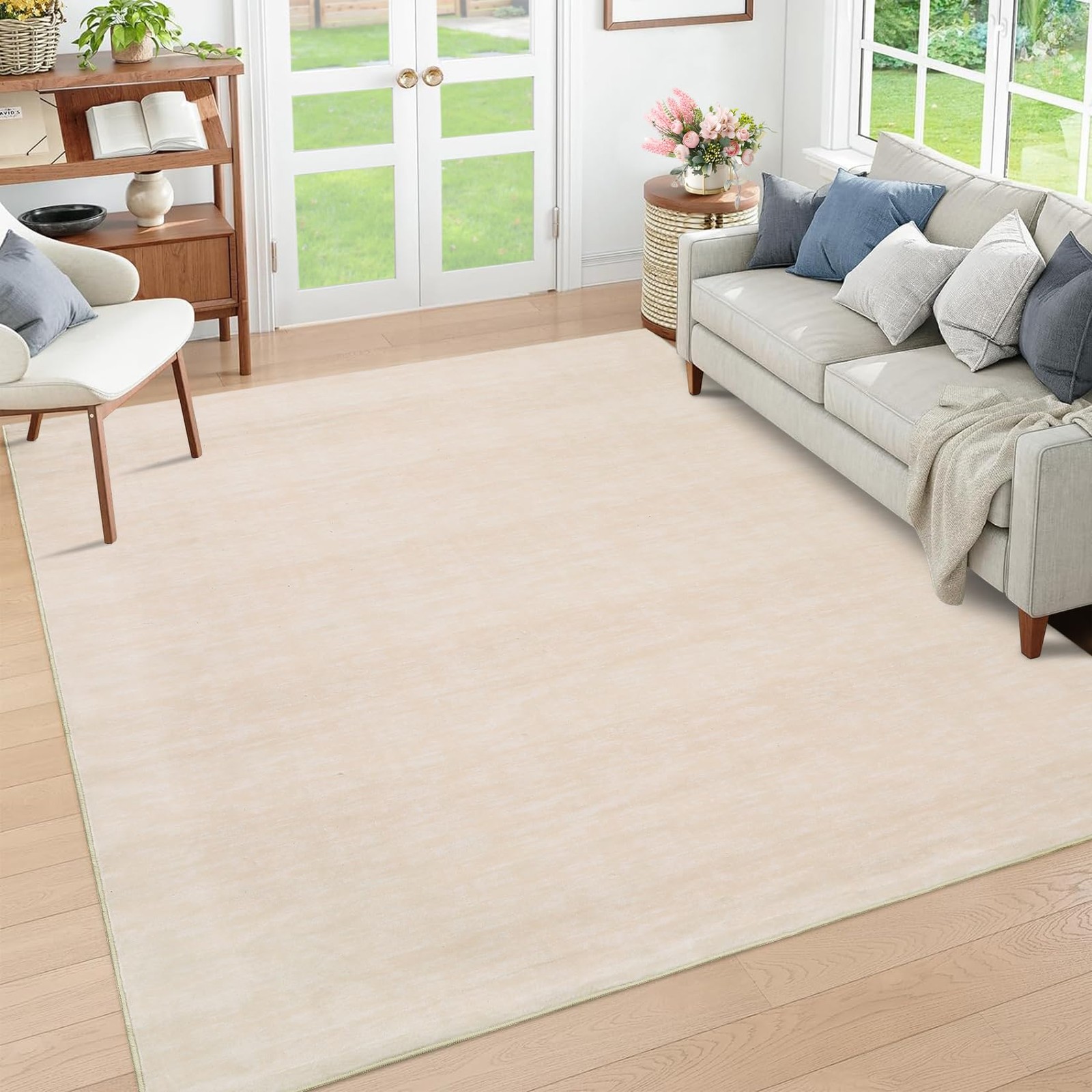 Rugsreal Washable Contemporary Area Rug Low-Pile Solid Modern Area Rug Non-Slip