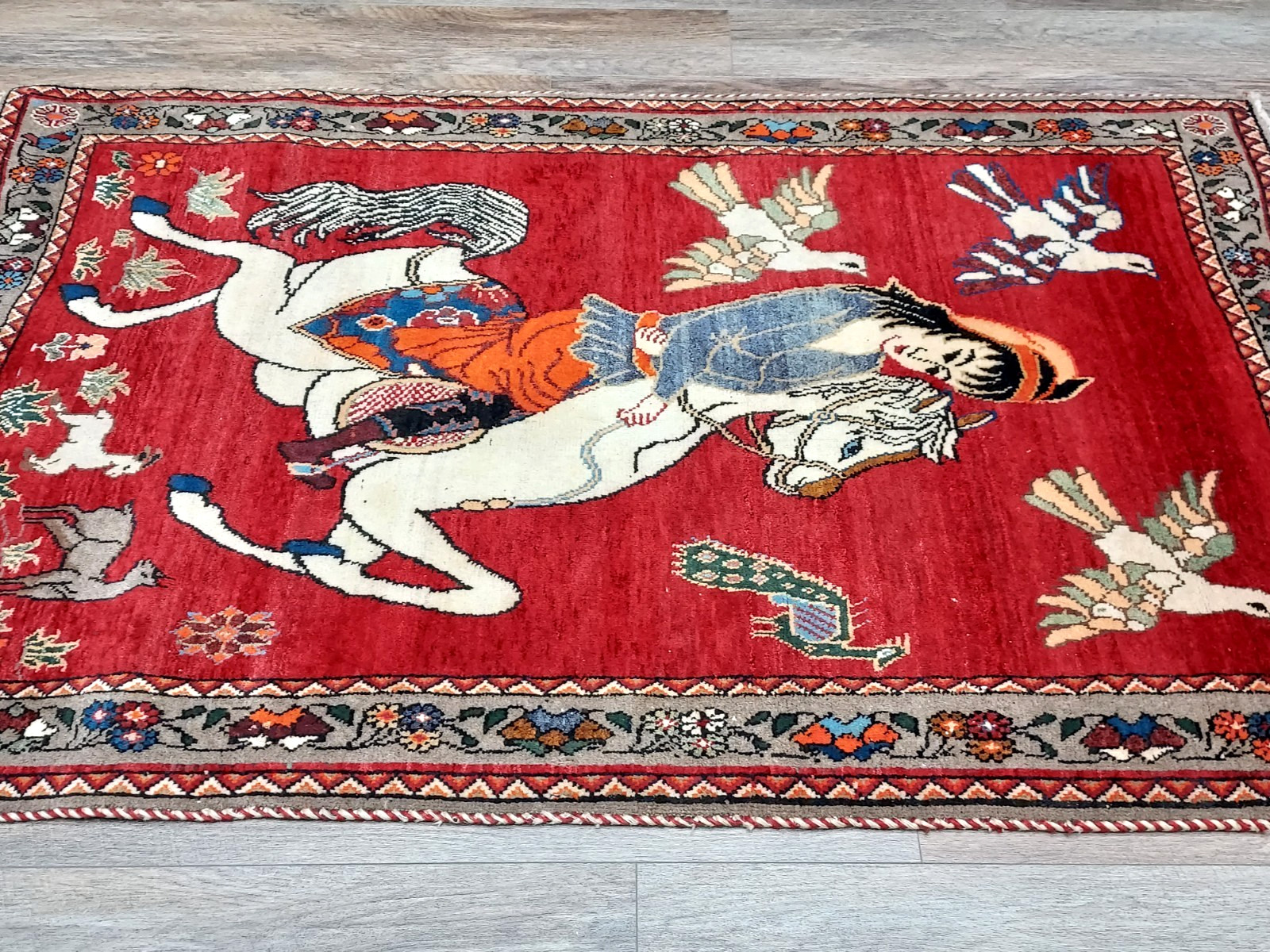 (Tree Of Life) Birds Deer Turkish Village Life Bohemian Turkish Rug, 4×6 Ft