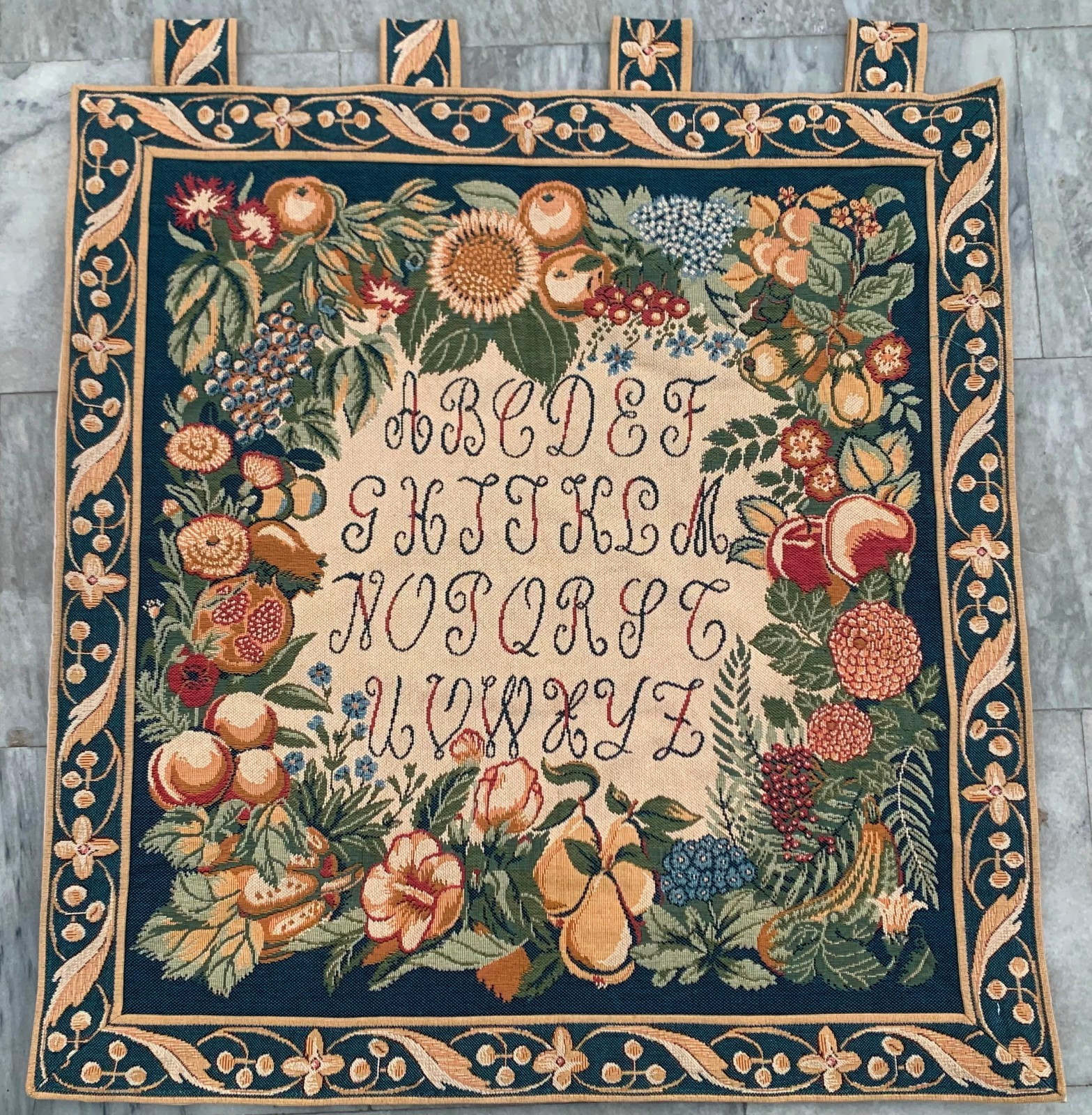 Vintage French Mini Size Fruits Design Wall Hanging Tapestry Home Decor 2x2ft