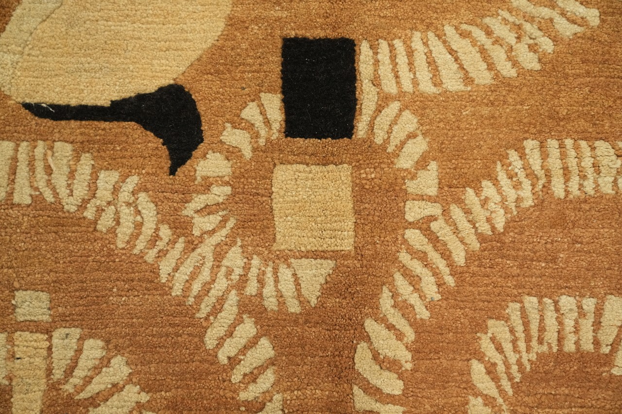 15×11 Rust Ivory Modern Geometric Hand-Knotted Wool Nepalese Area Rug