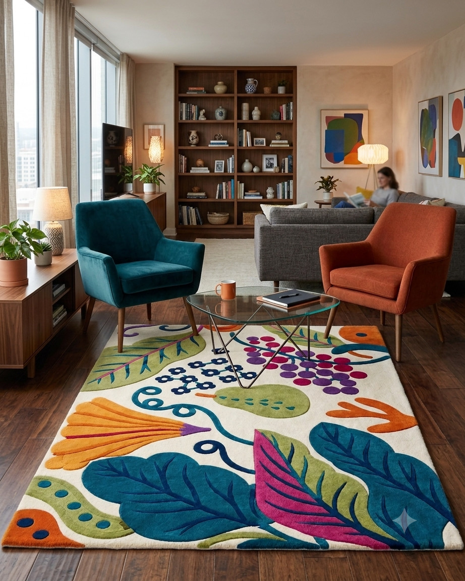 Luxury Hand Tufted Botanical Wool Rug – Handmade Custom Area Rug